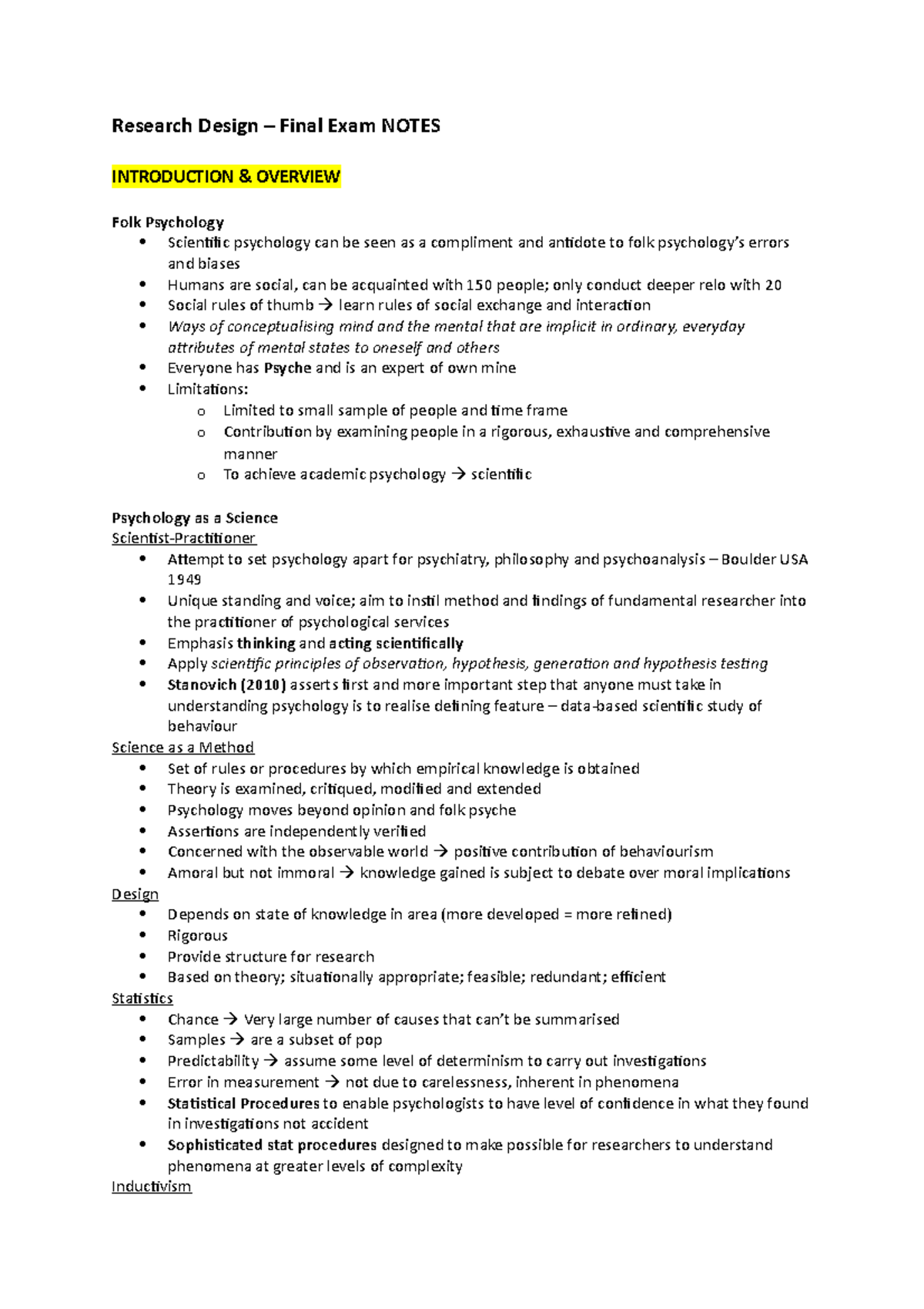 Research Design – Final Exam Notes - Research Design Final Exam ...