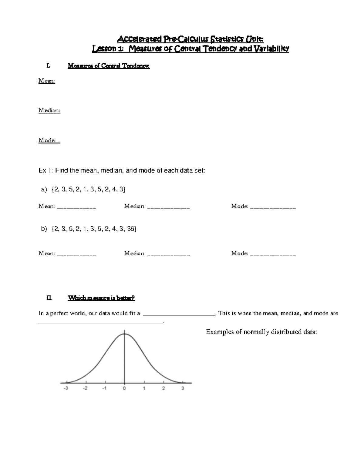 Measures of Central Tendency & Variability - Guided Notes for AP-Stats ...