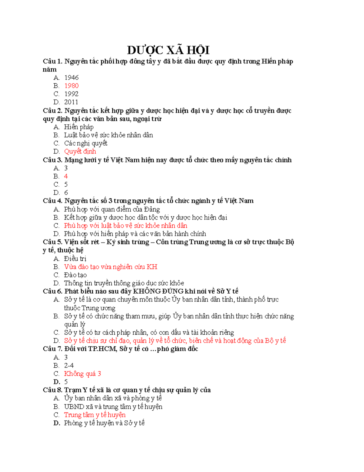 Trắc nghiệm DƯỢC XÃ HỘI - Ôn thi và Kiểm tra kiến thức - Document Preview