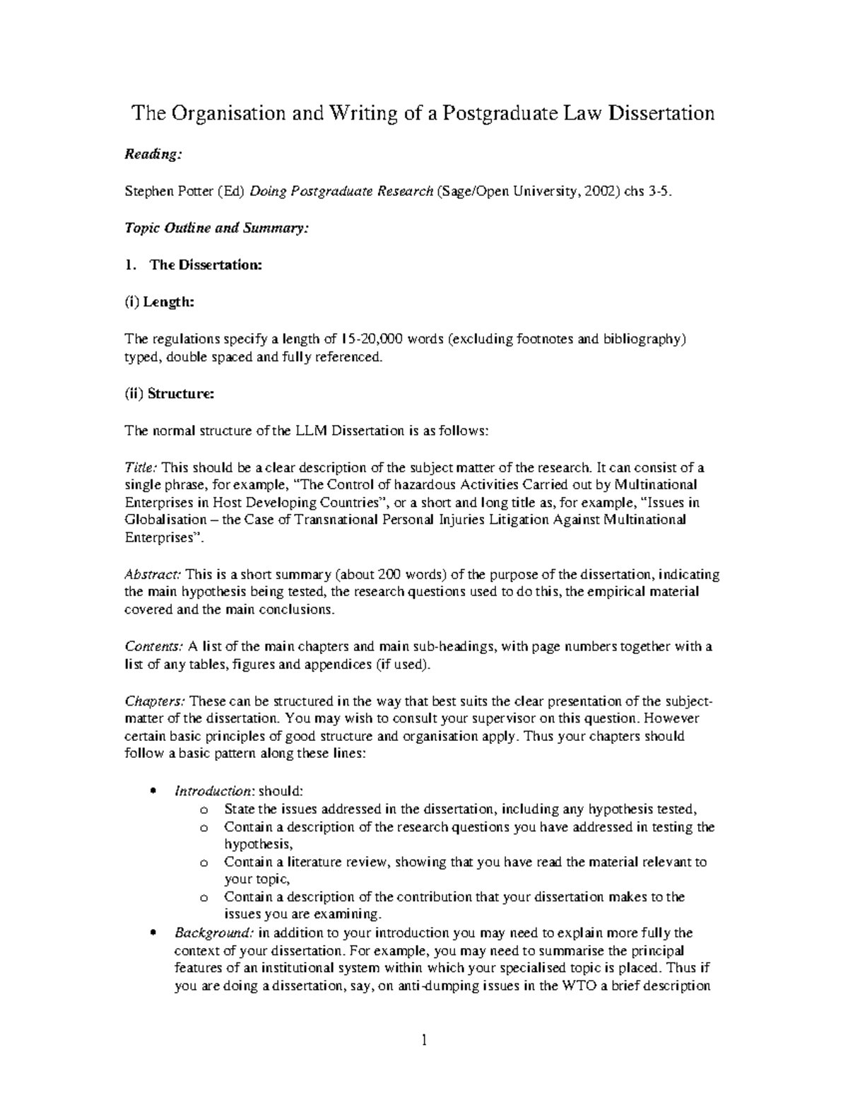 Guidelines for Writing Your LLM Law Dissertation - Studeersnel