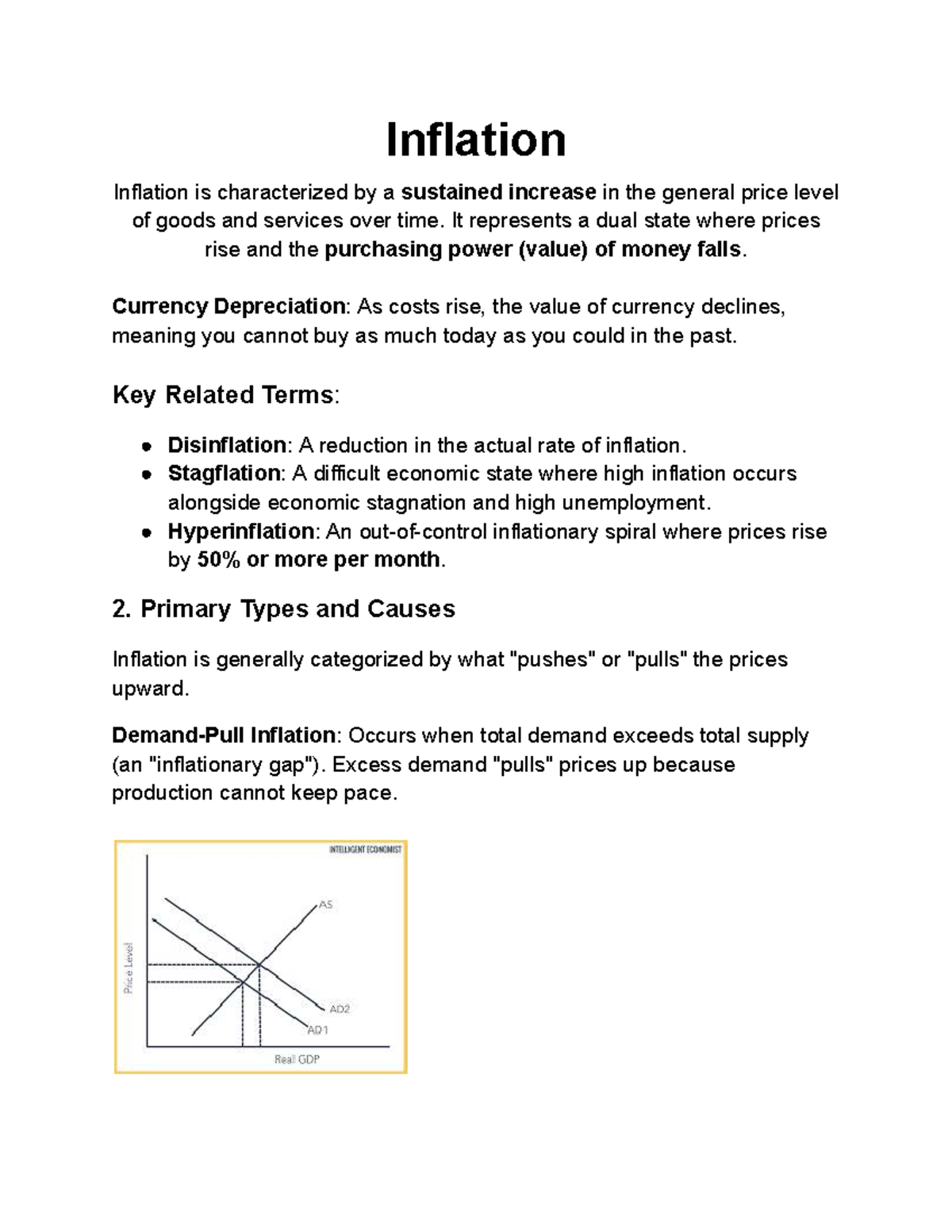 Inflation Overview - Sem 1 Notes on Economic Impacts and Causes - Studocu