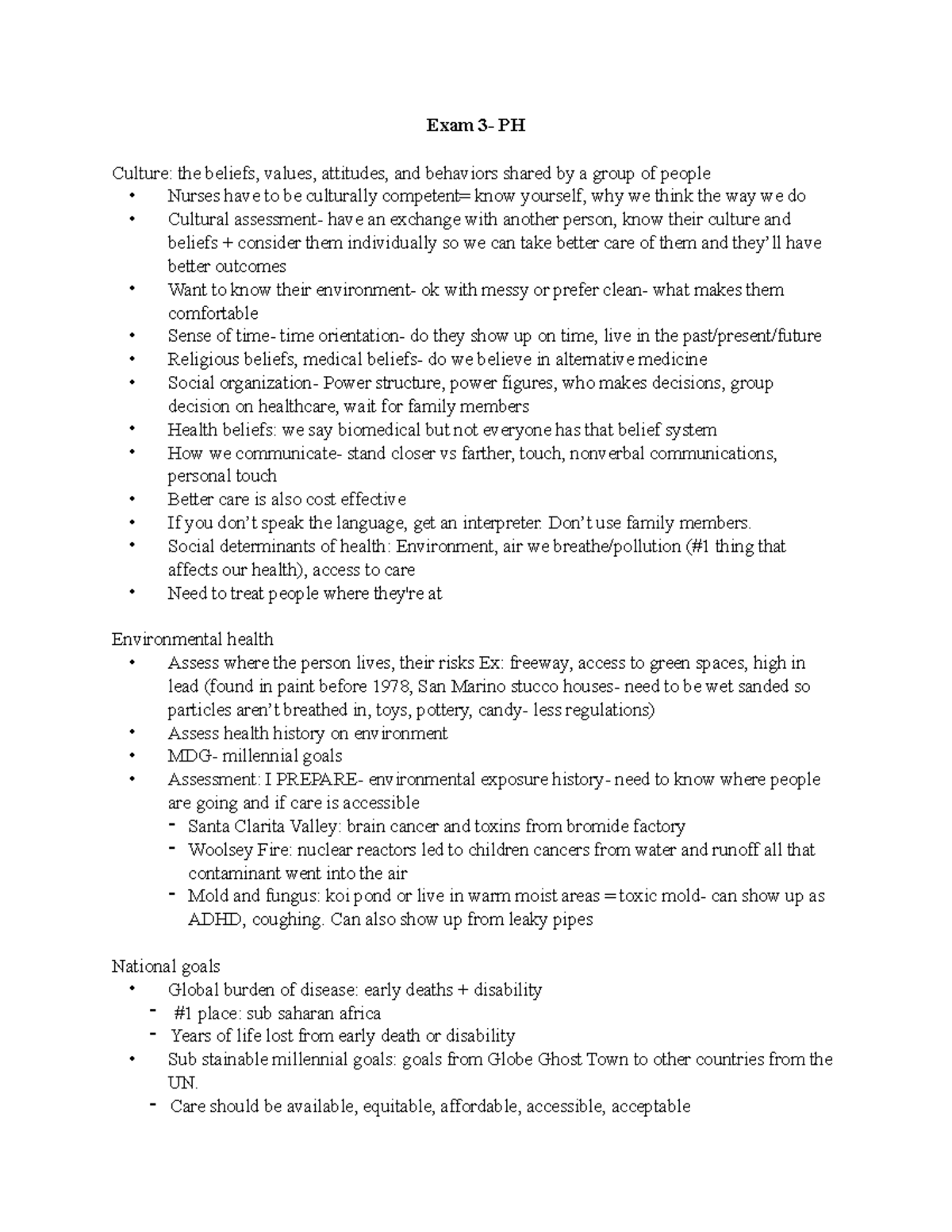 N340 - Study Guide for Exam 3: Key Concepts in Public Health - Studocu