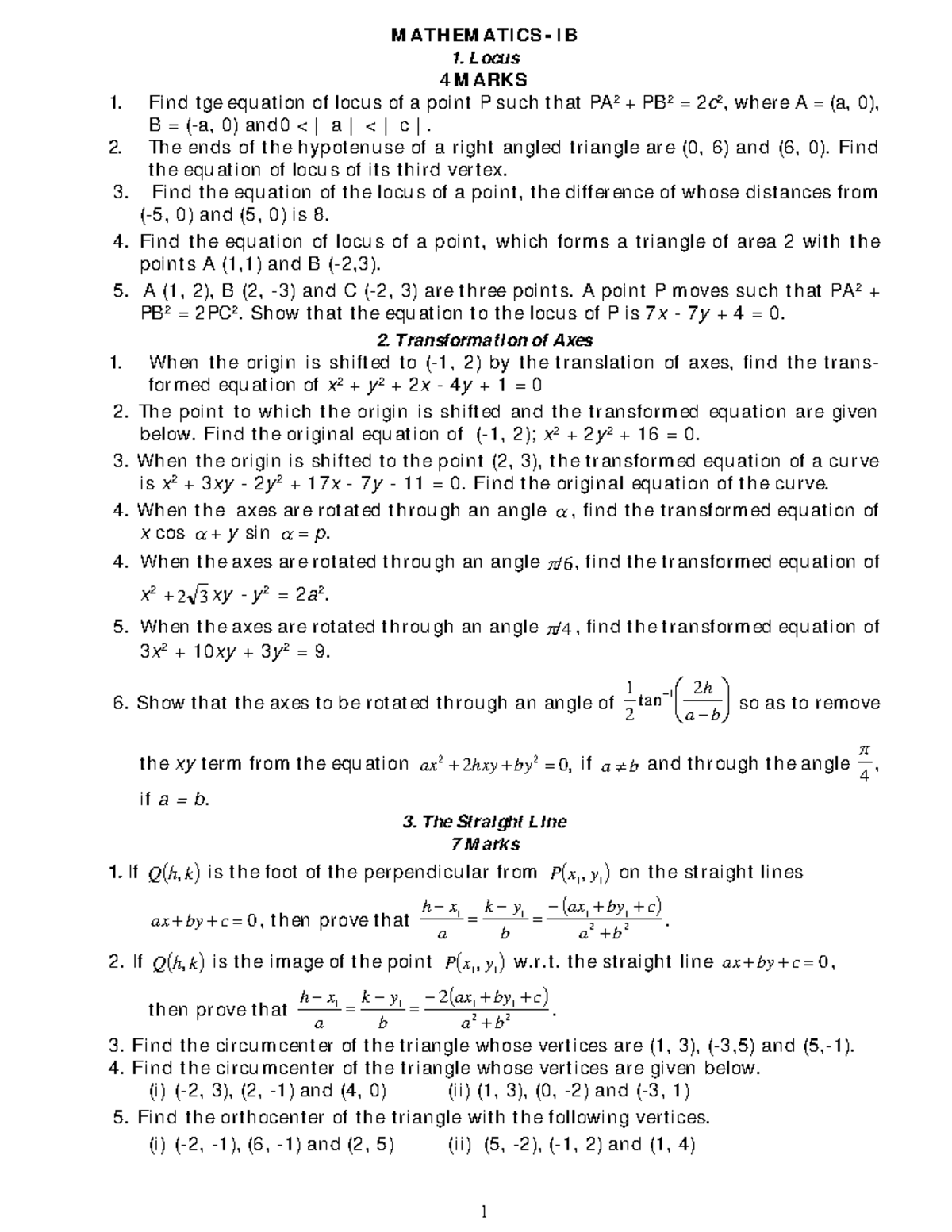 Maths-IB imp 2025 Questions - MATHEMATICS - IB Locus 4 MARKS Find tge ...
