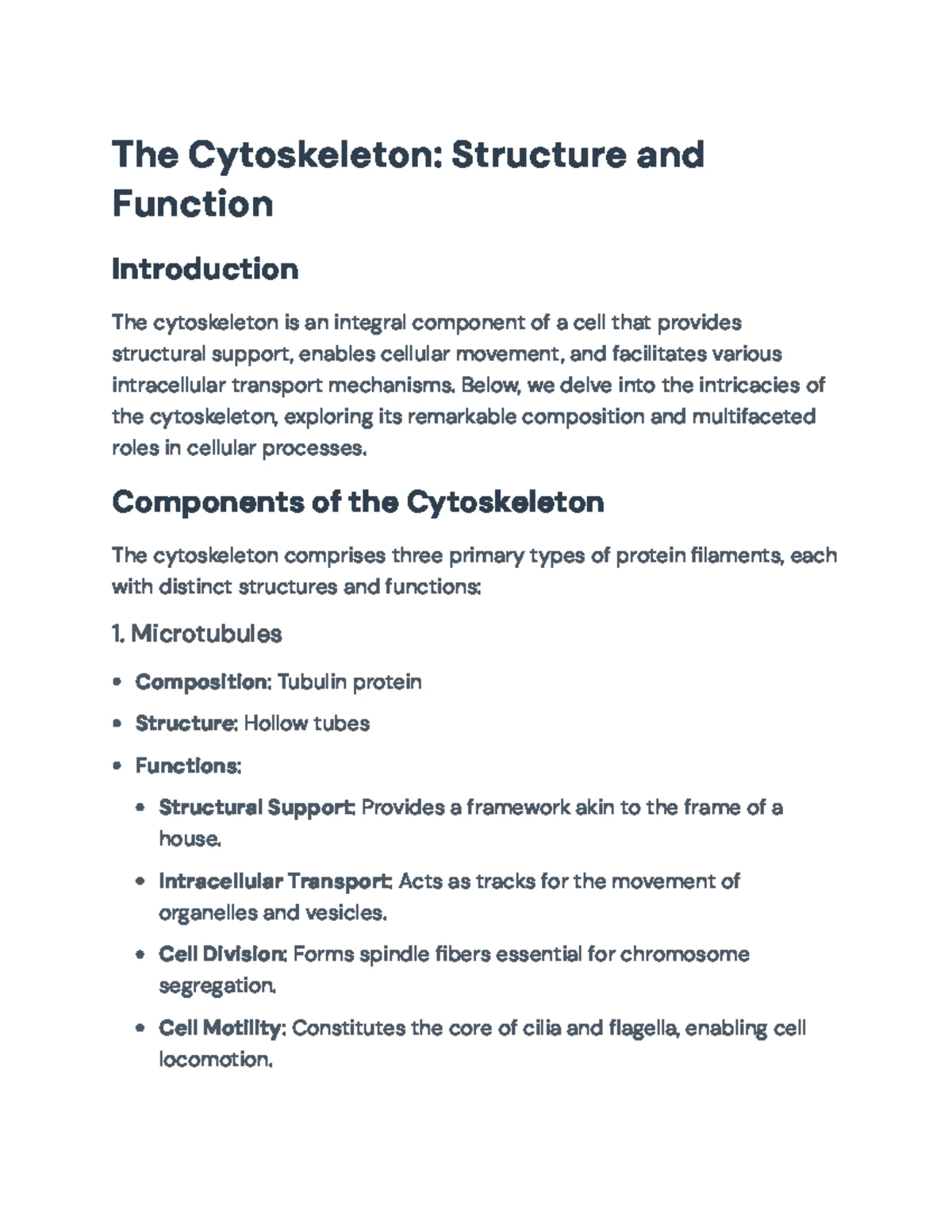 CB-Unit-3 Cell, structure and function-II Notes - Unit- 3 Cytoskeleton ...