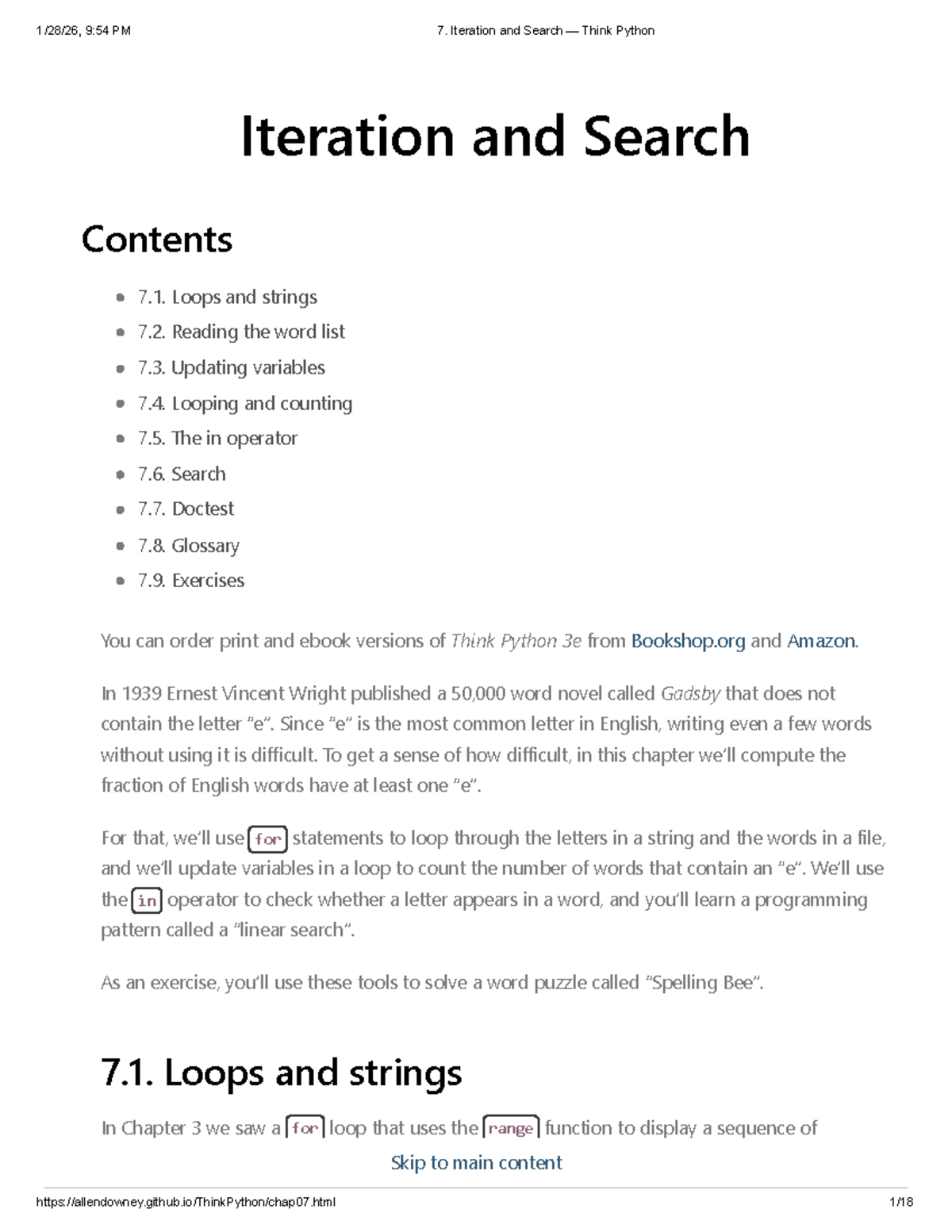 Chapter 7: Iteration and Search - Think Python - Studocu