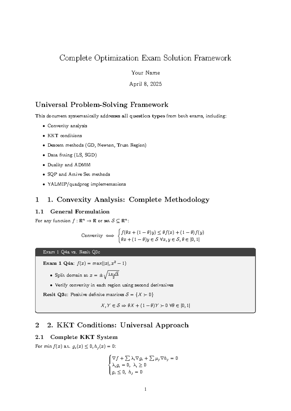 Engineering Optimization Exam Summary Framework - All Topics Covered ...