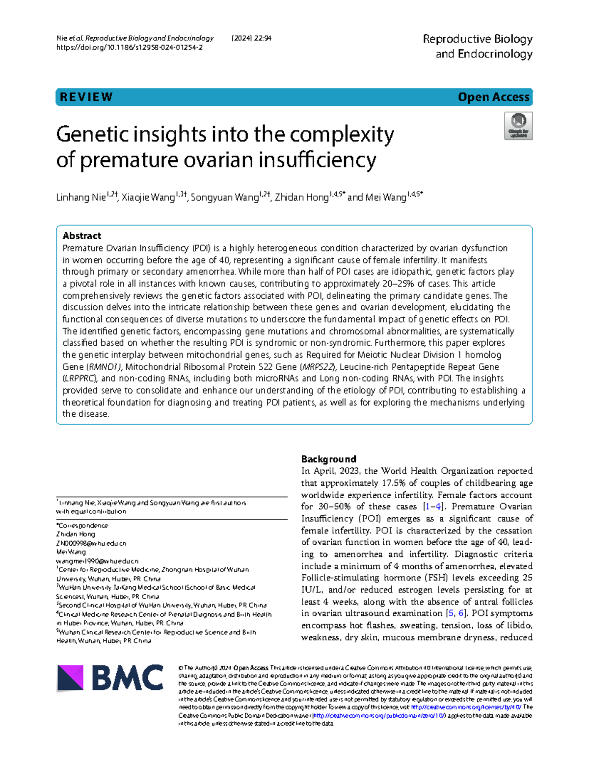 Genetic Insights into Premature Ovarian Insufficiency (POI) - Review ...
