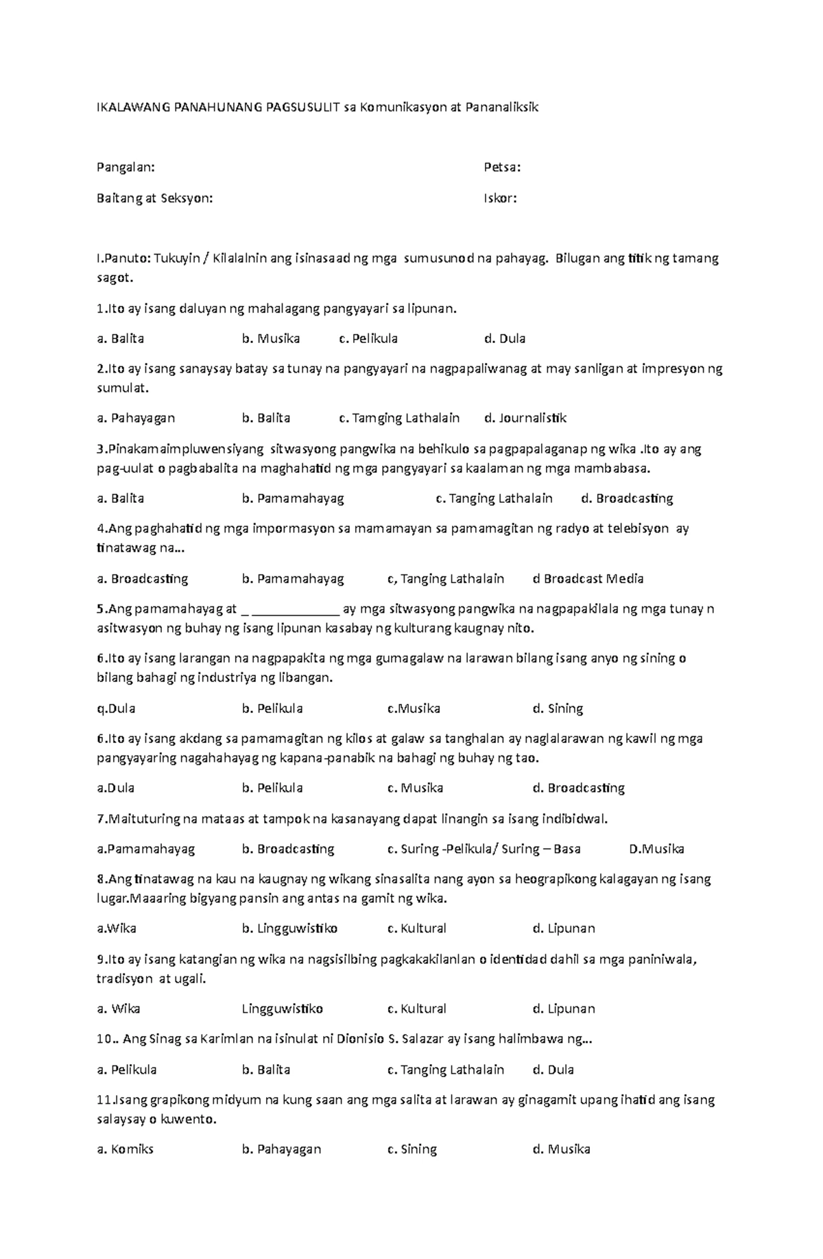 Activity Sheets in IPHP Module 1 - DEPARTMENT OF EDUCATION REGION IV-A ...