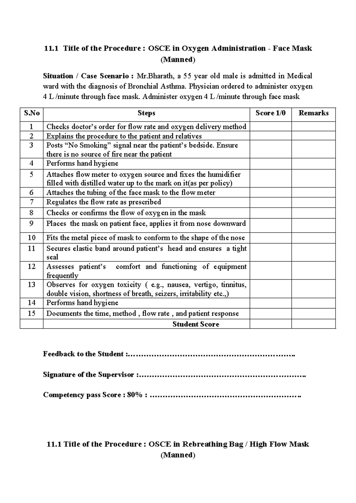 FON.OSCE.Oxygen Administration Techniques - Face & High Flow Masks ...