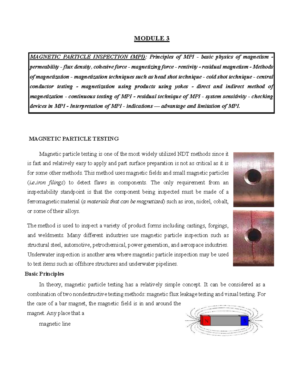 NDT Module 3: Magnetic Particle Inspection (MPI) Principles ...