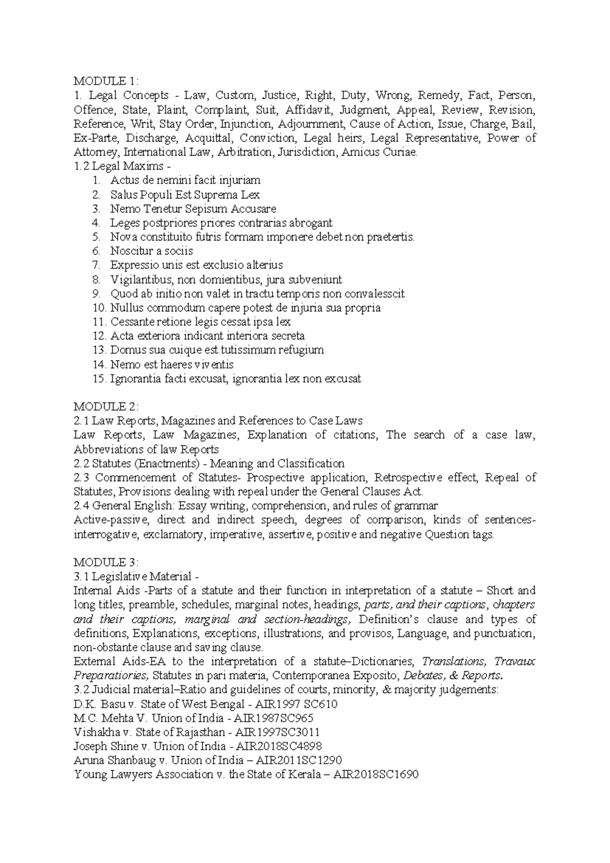 Legal Concepts and Aids to Statutory Interpretation (LAW101) - Studocu