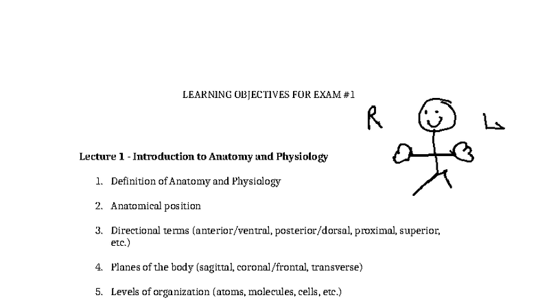 Bio Learning Objectives Exam 1 - LEARNING OBJECTIVES FOR EXAM Lecture 1 ...