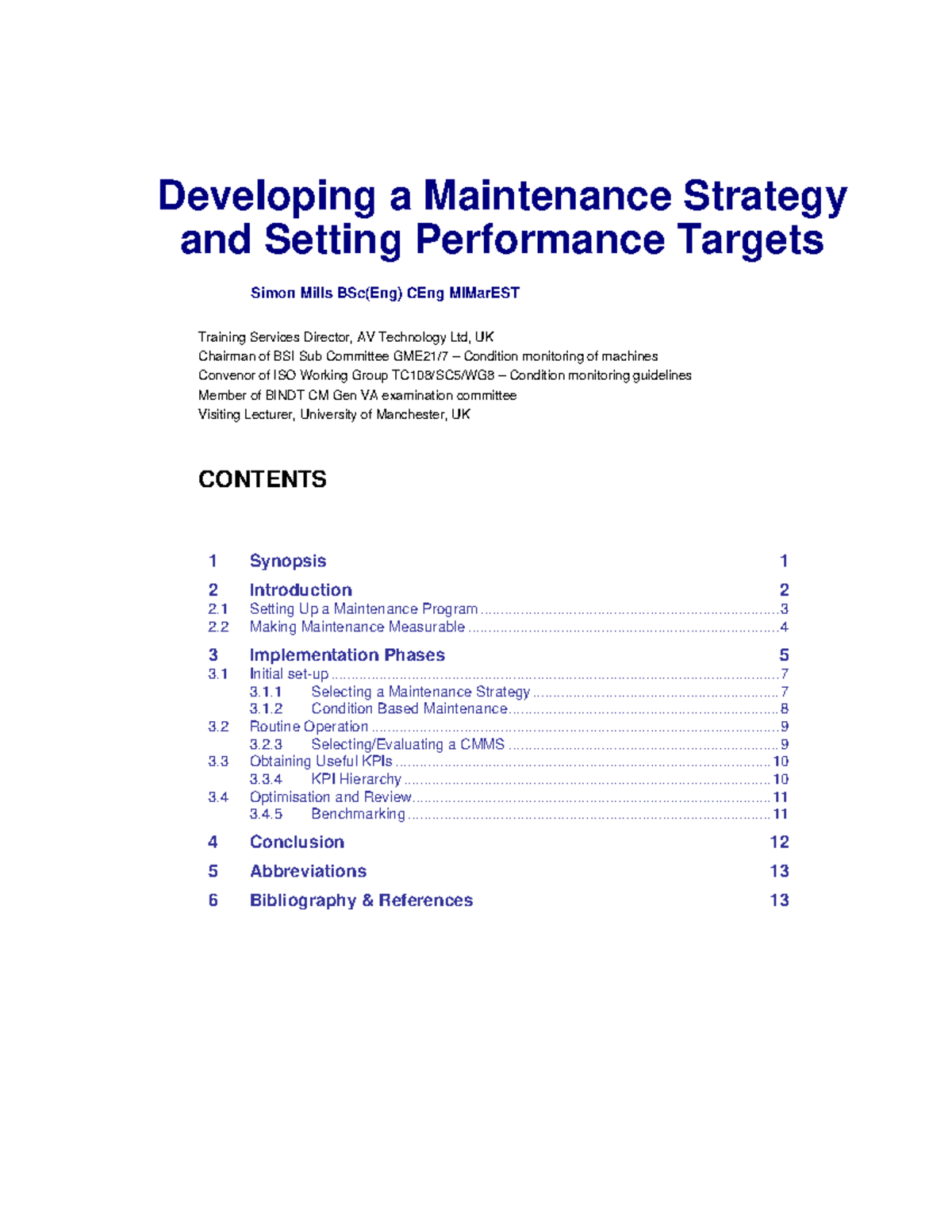 Developing Maintenance Strategy & Performance Targets 2022 - Studocu