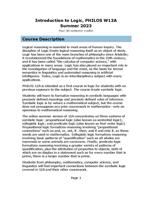 Logic Unit 2 - Lecture notes 2 - Logic Unit 2: Symbolization 1 UNIT 2 ...