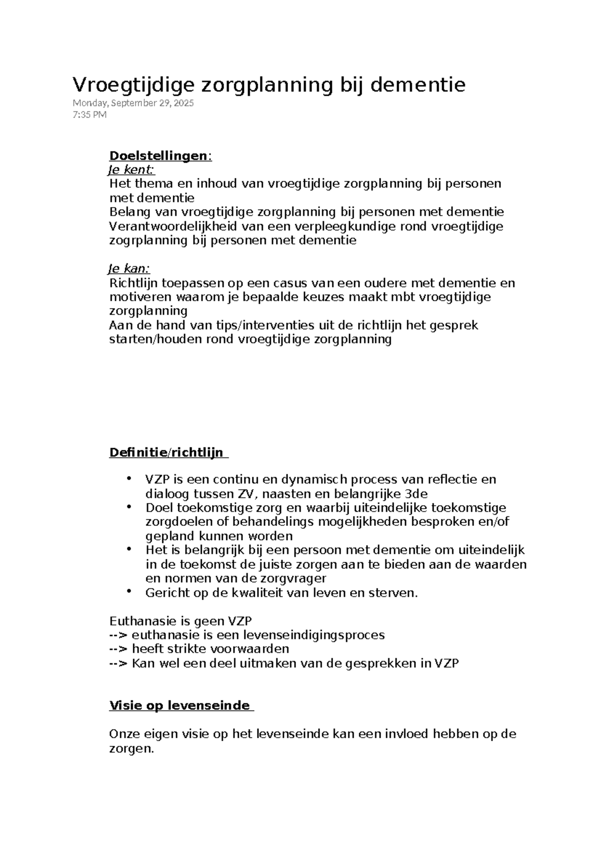 vzp-bij-dementie-belang-verantwoordelijkheden-en-communicatie-studocu