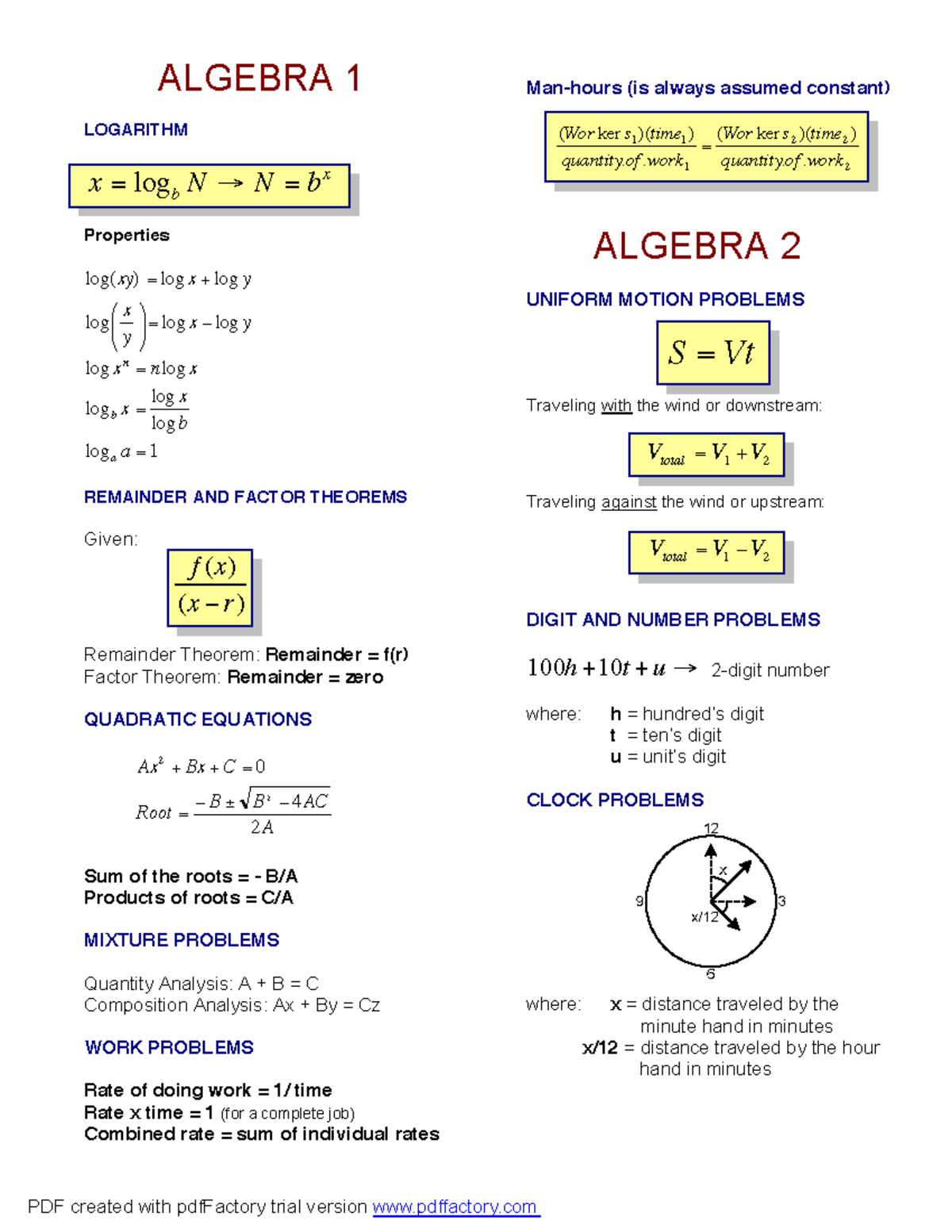 171132637-Mathematics-Formula-Overview and Key Concepts - Studocu