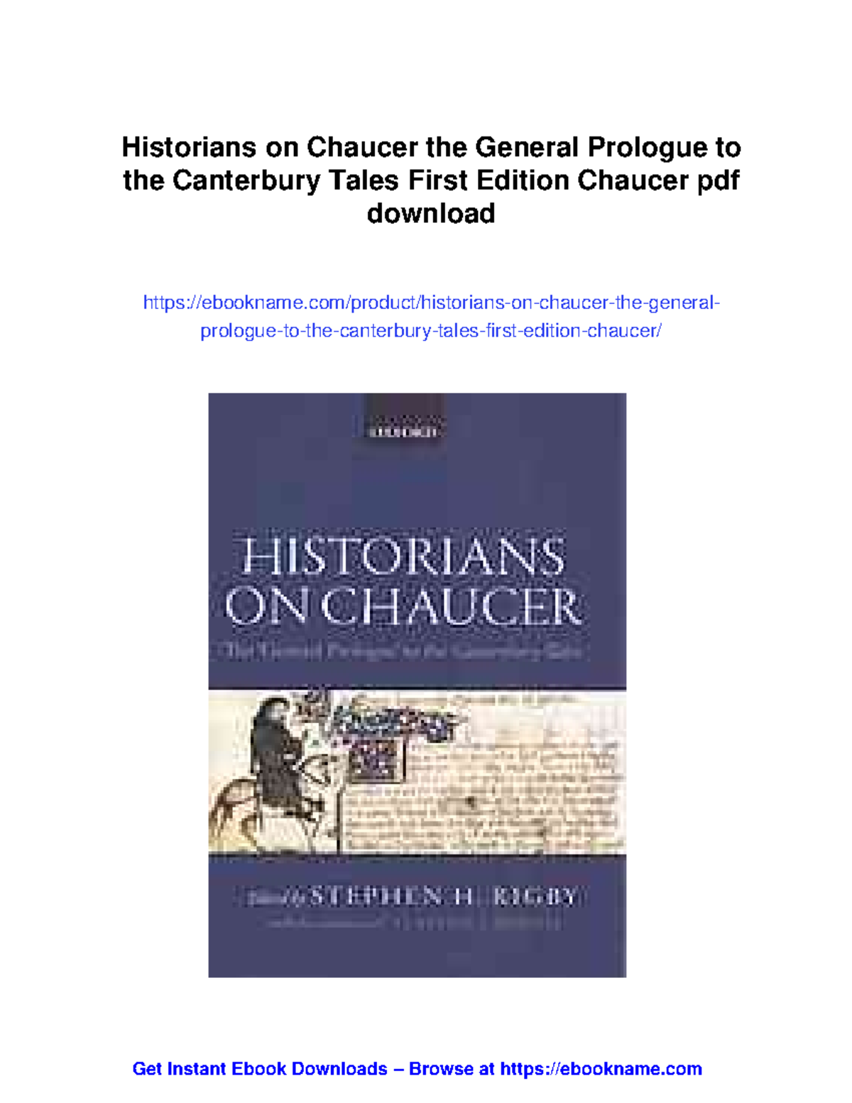 Historians on Chaucer: The General Prologue to The Canterbury Tales ...