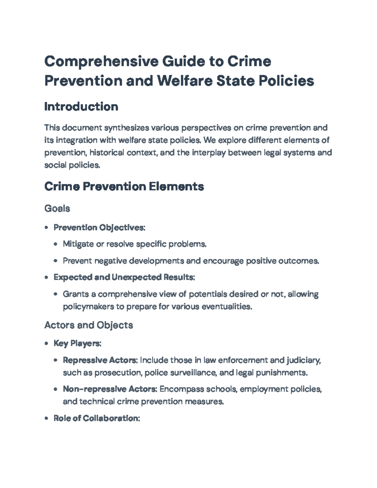Comprehensive Overview of Crime Prevention & Welfare State Policies ...