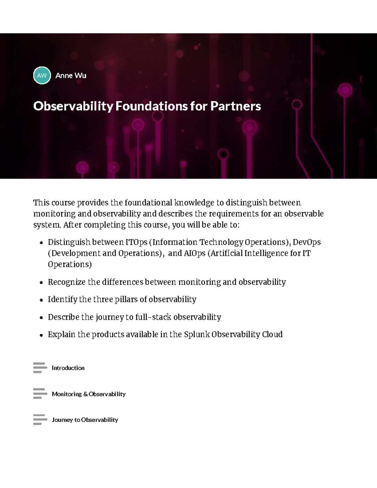 Observability Foundations for Partners Sept2023 update - This course ...