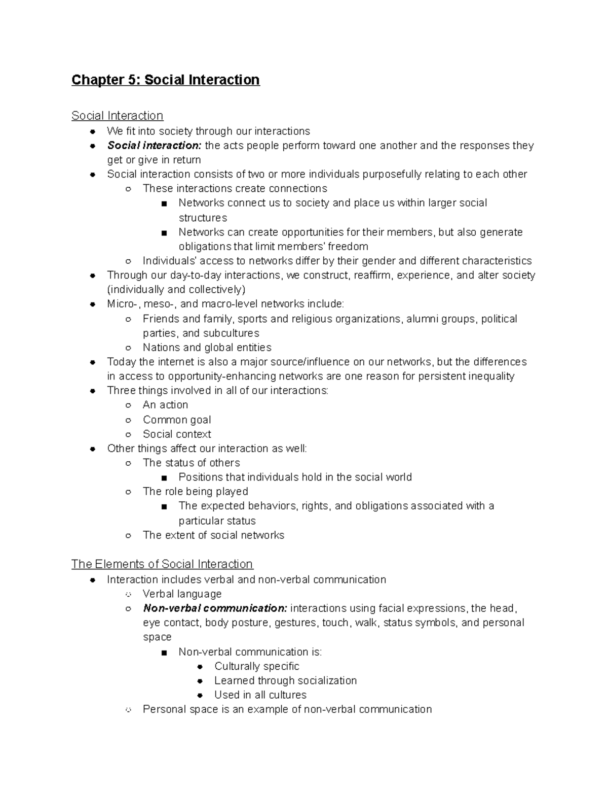 Chapter 5: Understanding Social Interaction and Its Dynamics - Studocu