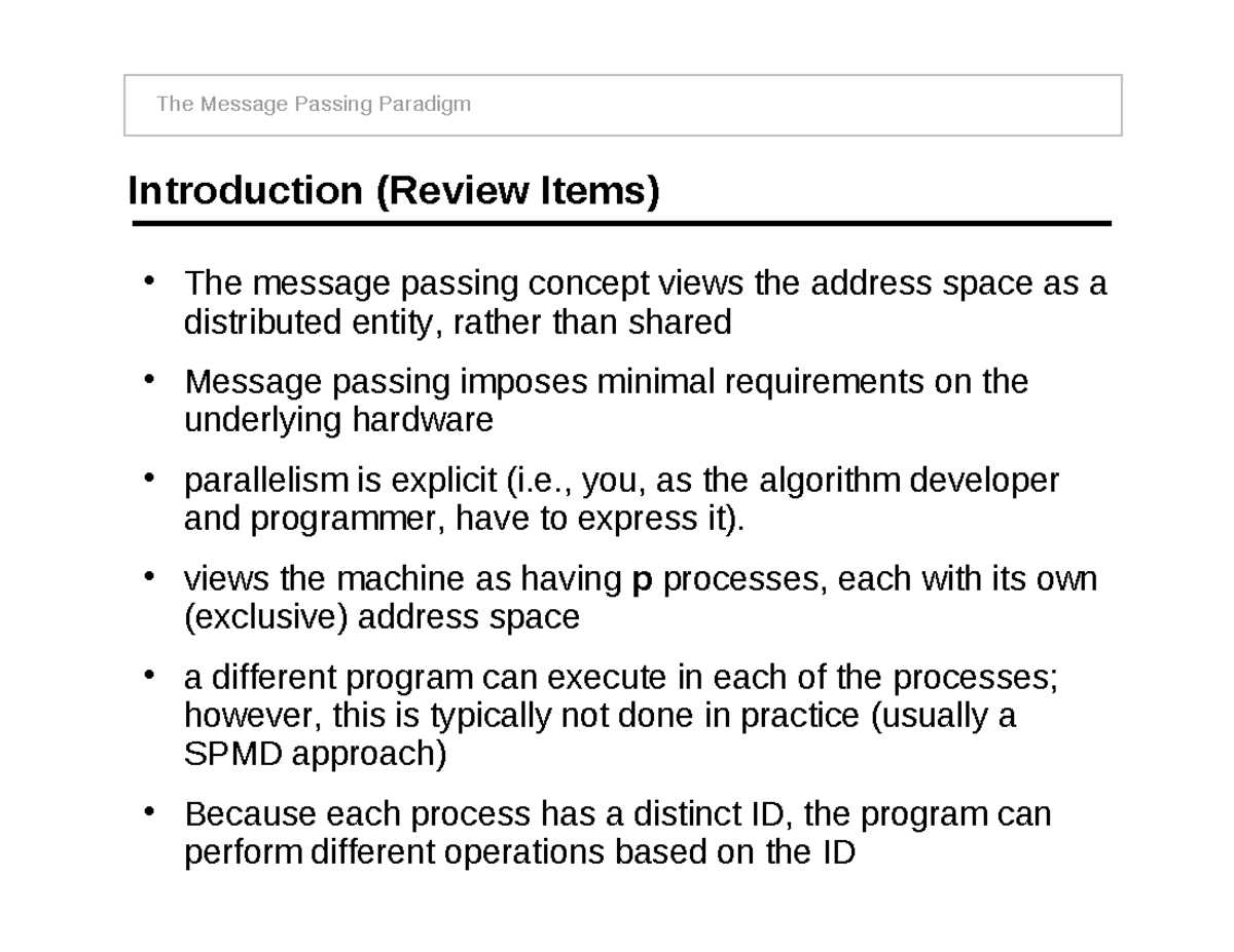 Message Passing: An Overview of Concepts and Operations - Studocu