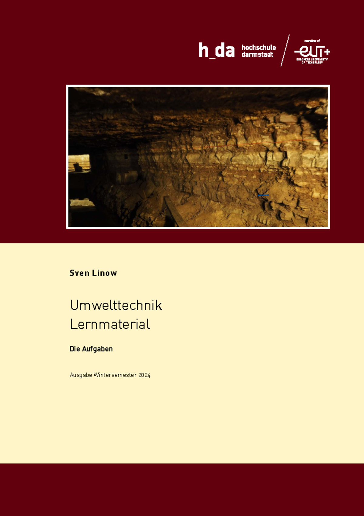Lernmaterial Umwelttechnik: Aufgaben für WS 2024 - Sven Linow - Studocu