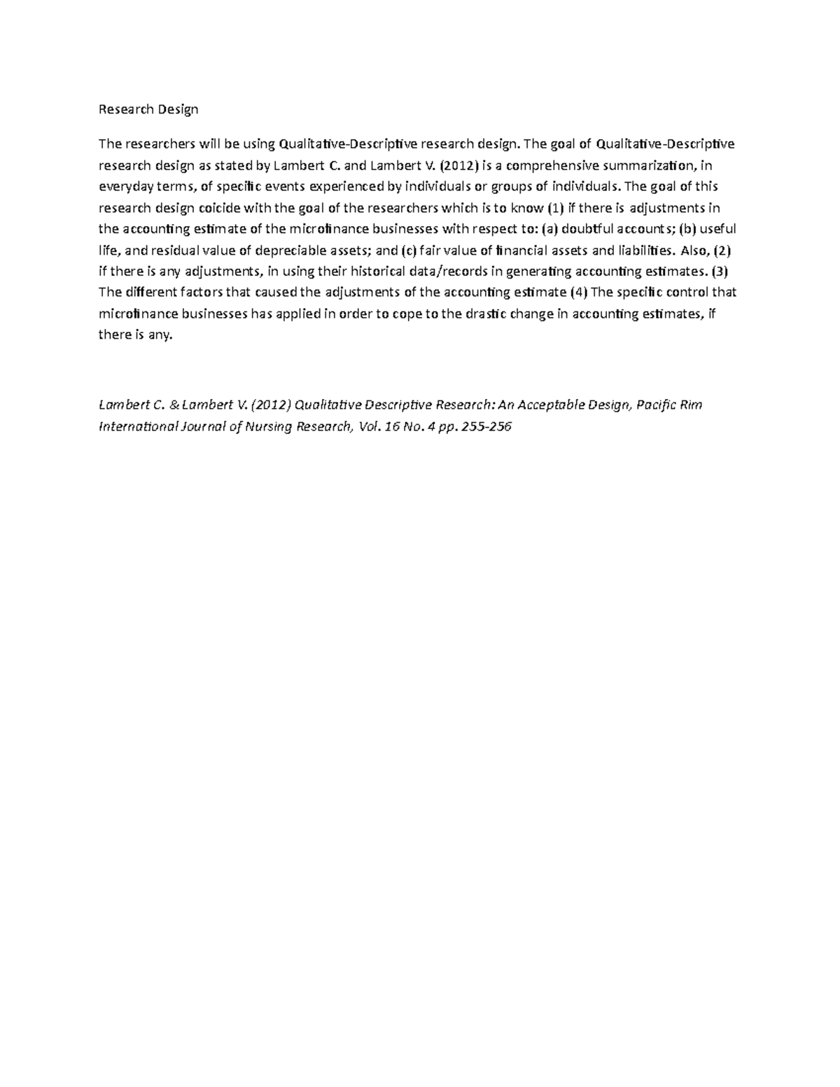Research Design in Accounting Estimates: A Qualitative-Descriptive ...
