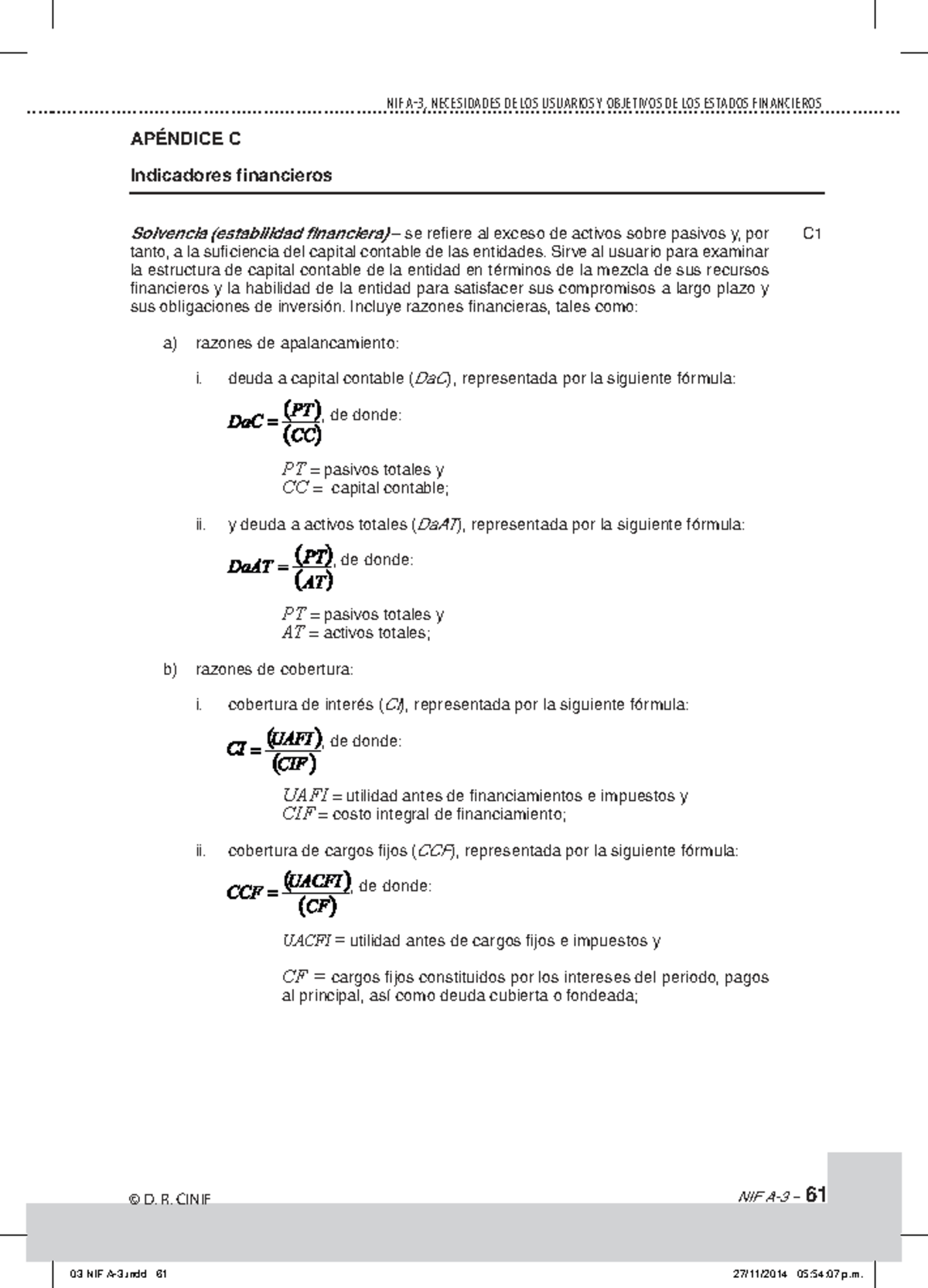 NIF A-3 Apéndice C: Indicadores Financieros y Objetivos de Estados Financieros - Document Preview