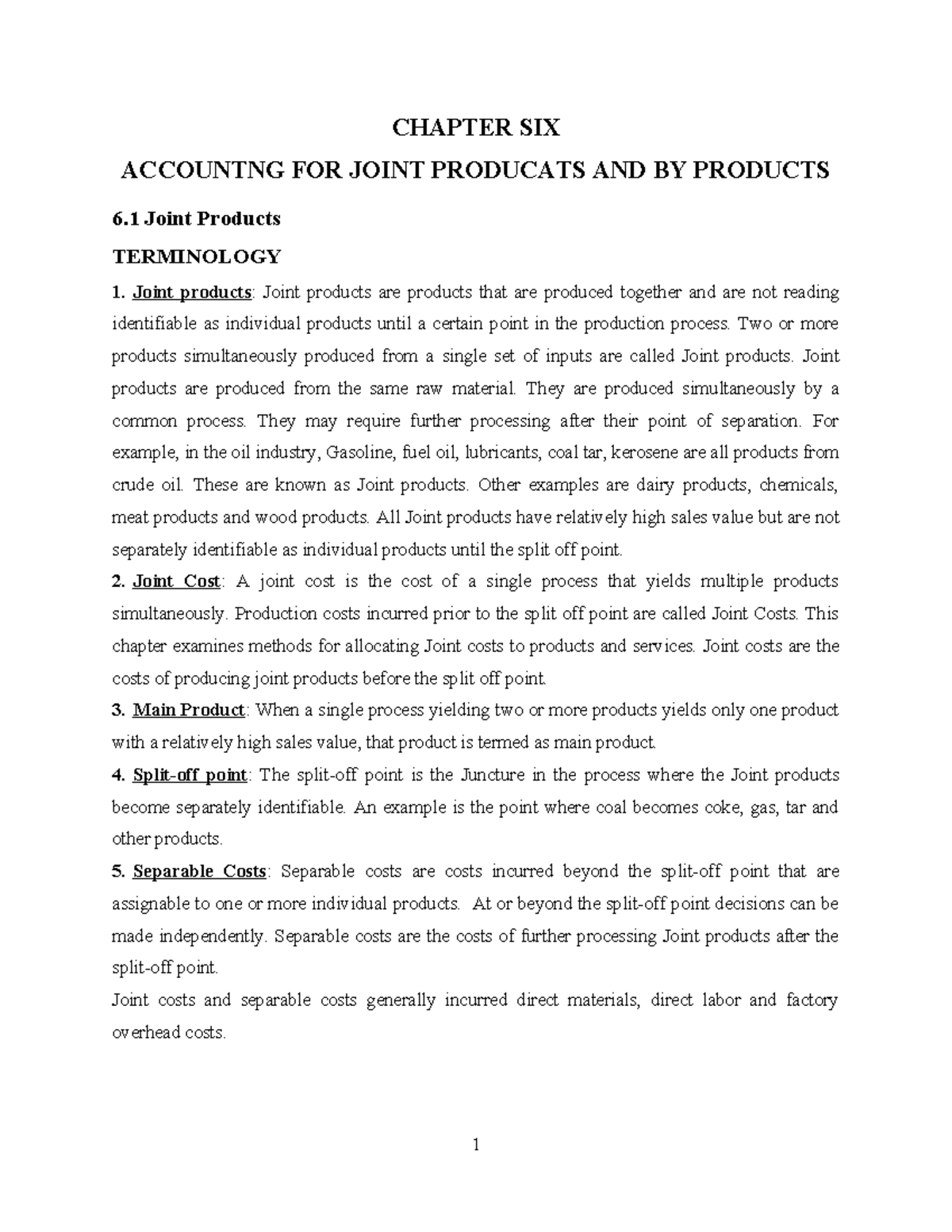 Chapter SIX CMA I - cost accounting notes - CHAPTER SIX ACCOUNTNG FOR ...
