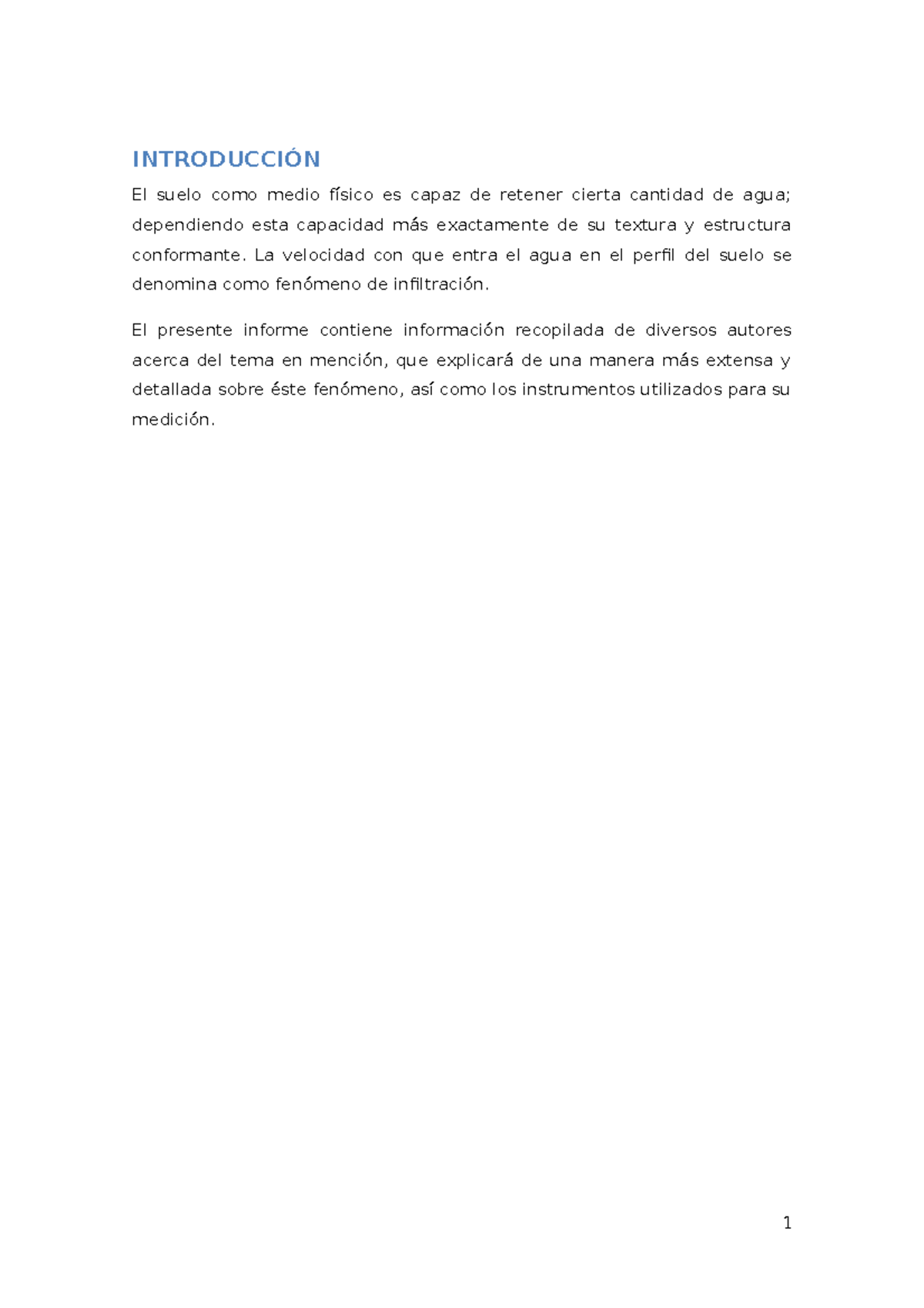 328113963 Informe sobre Infiltración y Métodos de Medición en Suelos - Document Preview