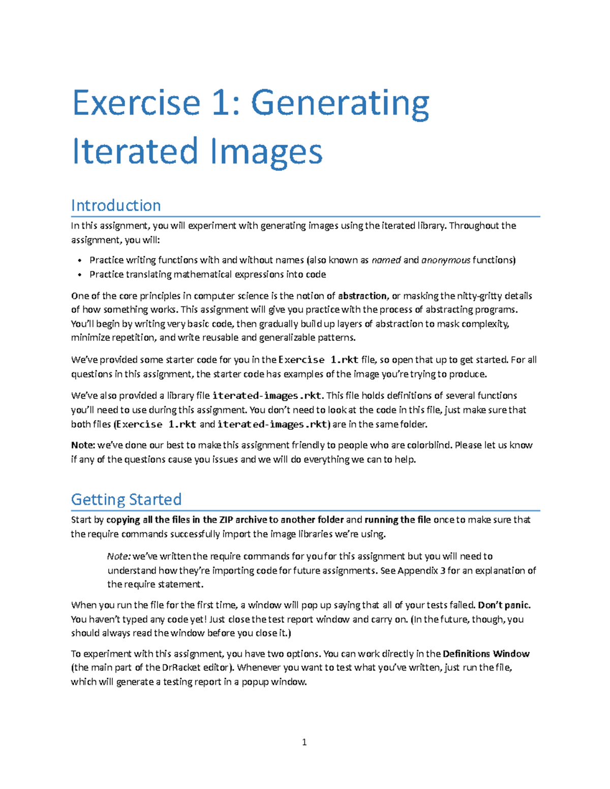 Racket Exercise 1: Generating Iterated Images and Functions - Studocu