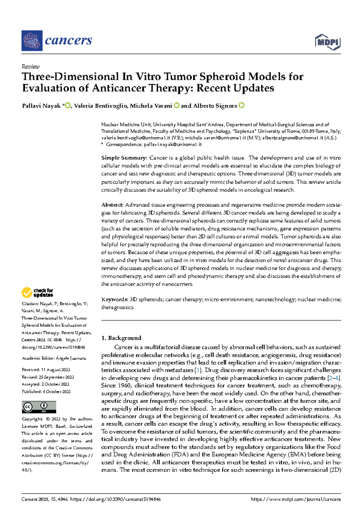 Cancers 2023, 15, 4846: In Vitro Tumor Spheroid Models for Anticancer ...