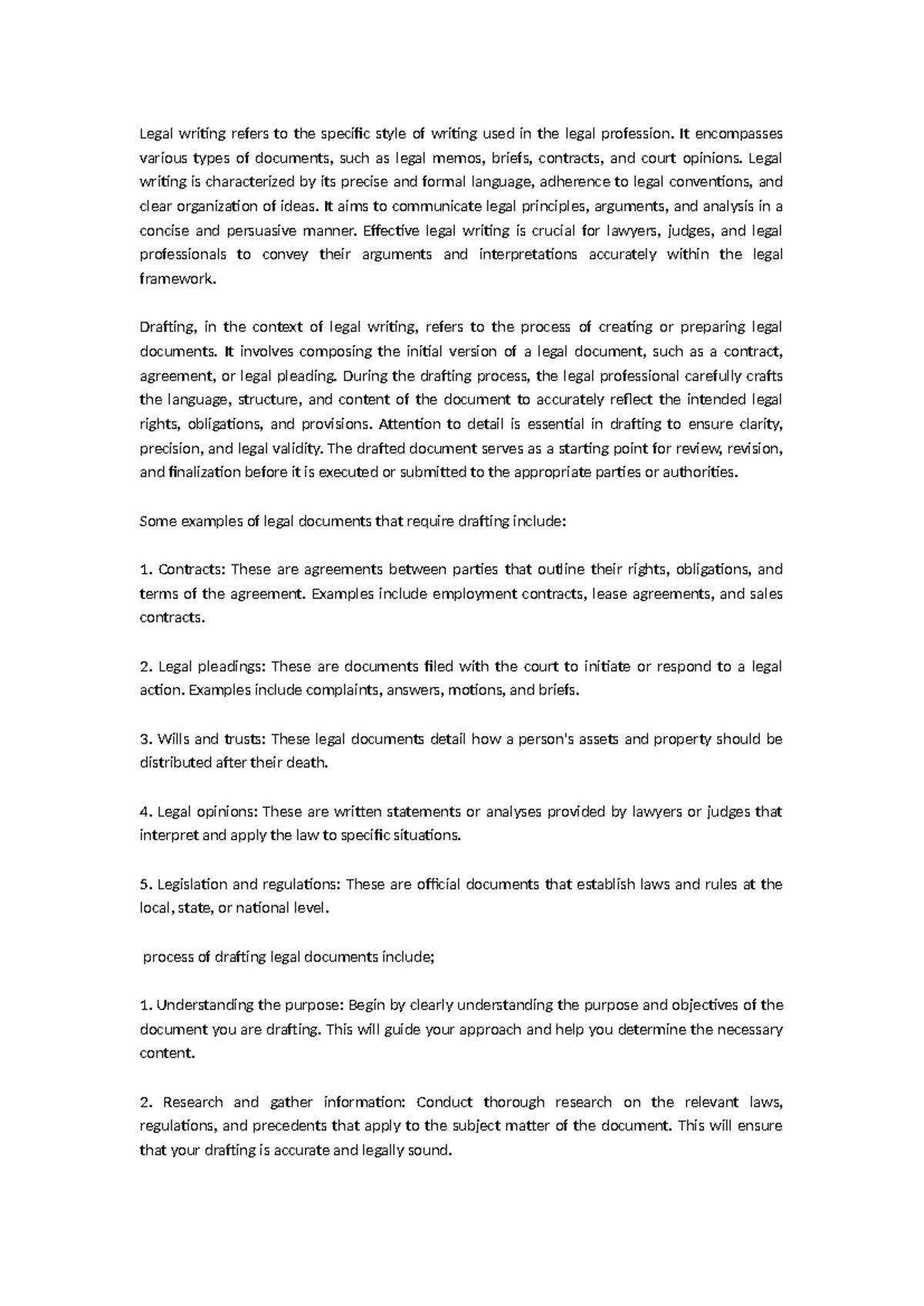 Legal Writing and Drafting: Principles and Practices in Law - Studocu