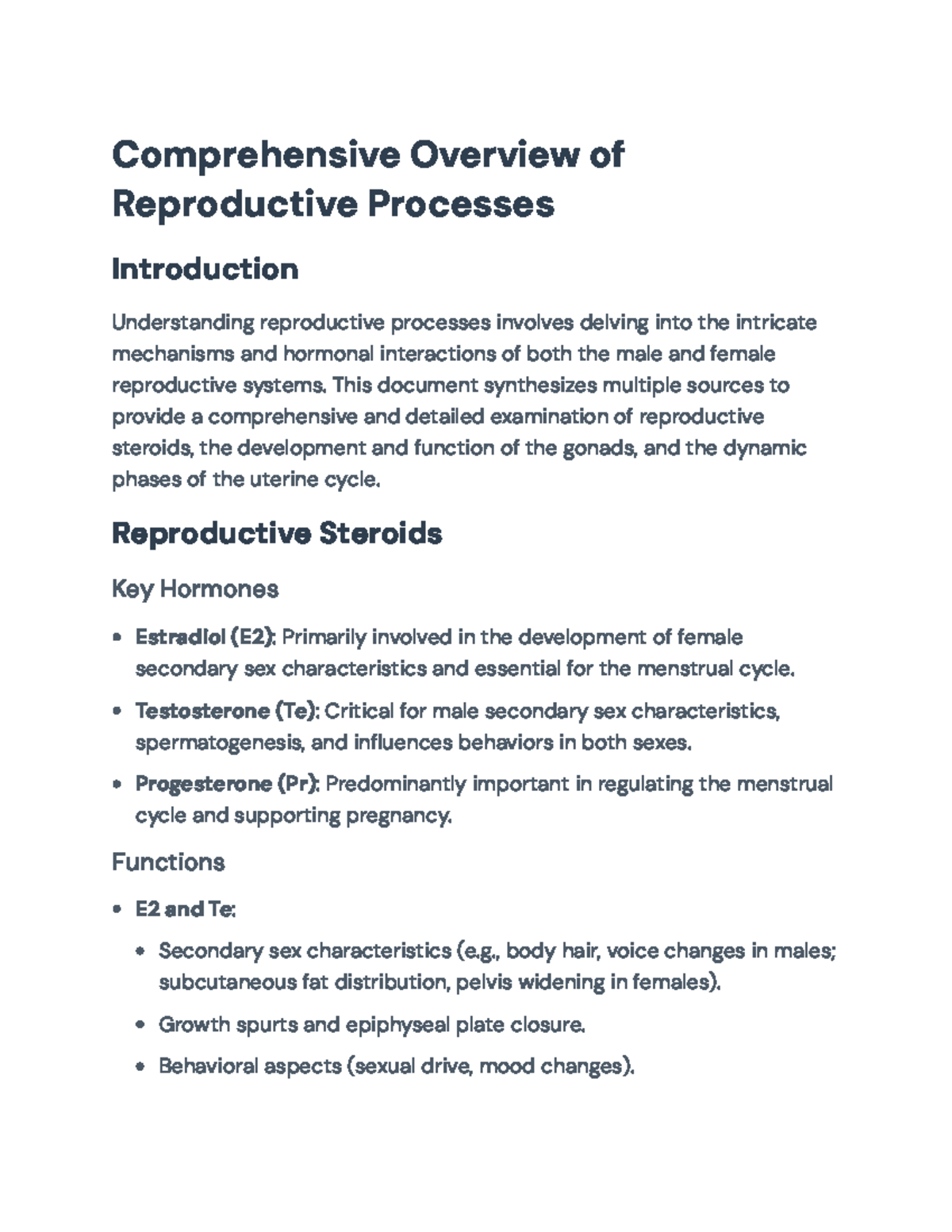 Reproductive Processes Overview: Hormones, Gonads, and Uterine Cycle ...
