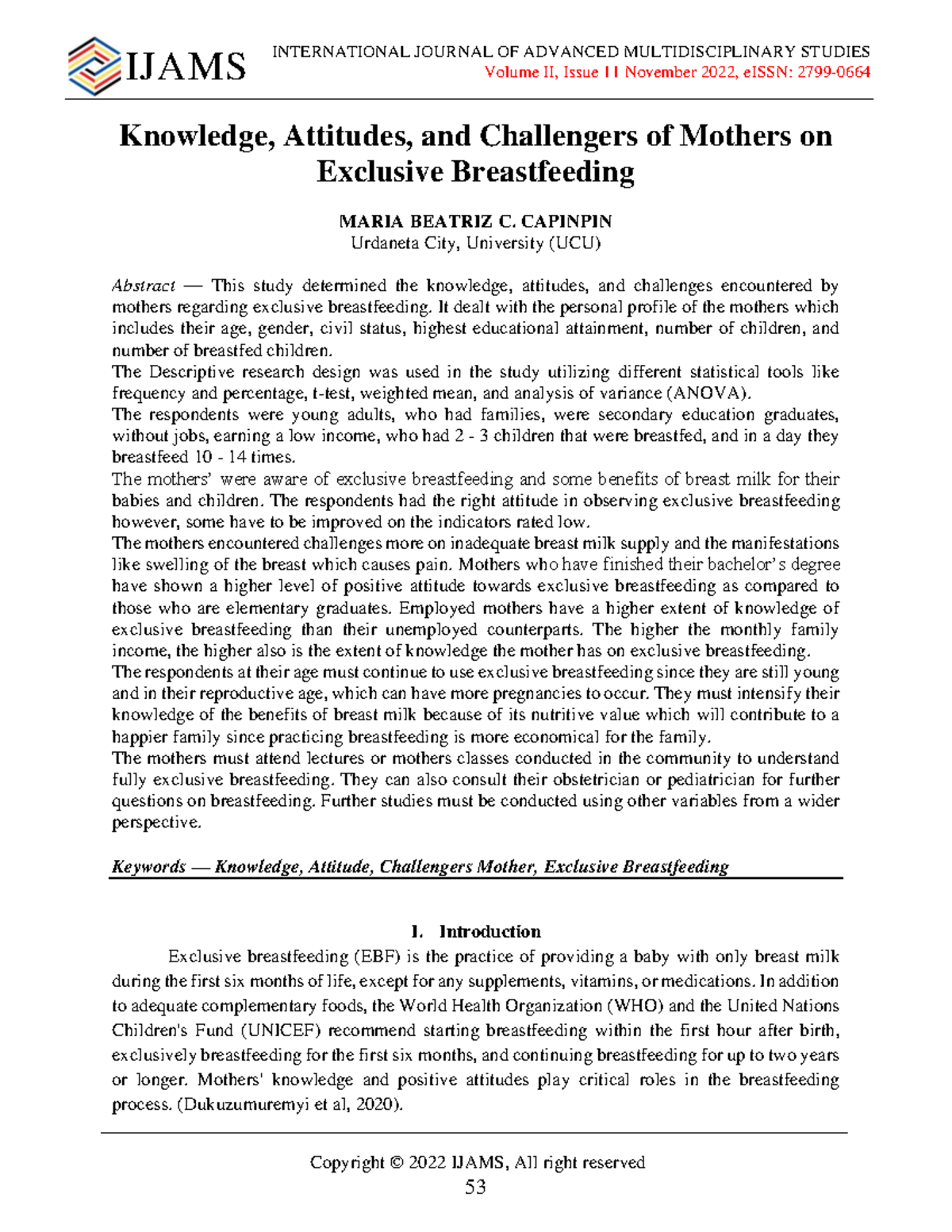 Knowledge, Attitudes, and Challenges of Mothers on Exclusive ...
