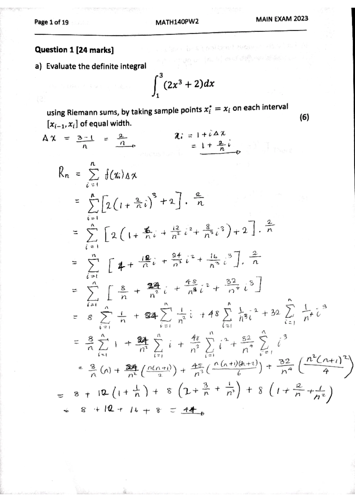 MATH140 Calculus & Linear Algebra Test 1 Paper - March 2024 - Studocu