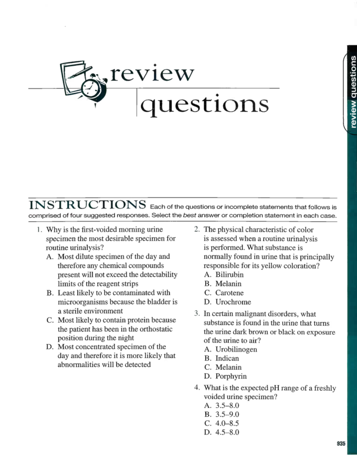 Urinalysis Review Questions for Course Ciulla-955-964 - Studocu