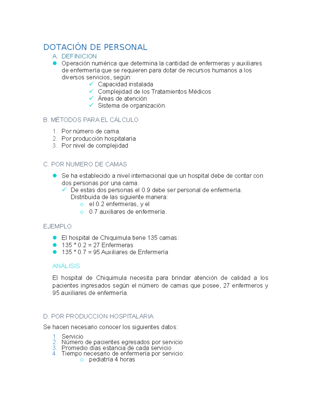 Formulas para Dotación de Personal en Hospitales DE Salud - Document Preview