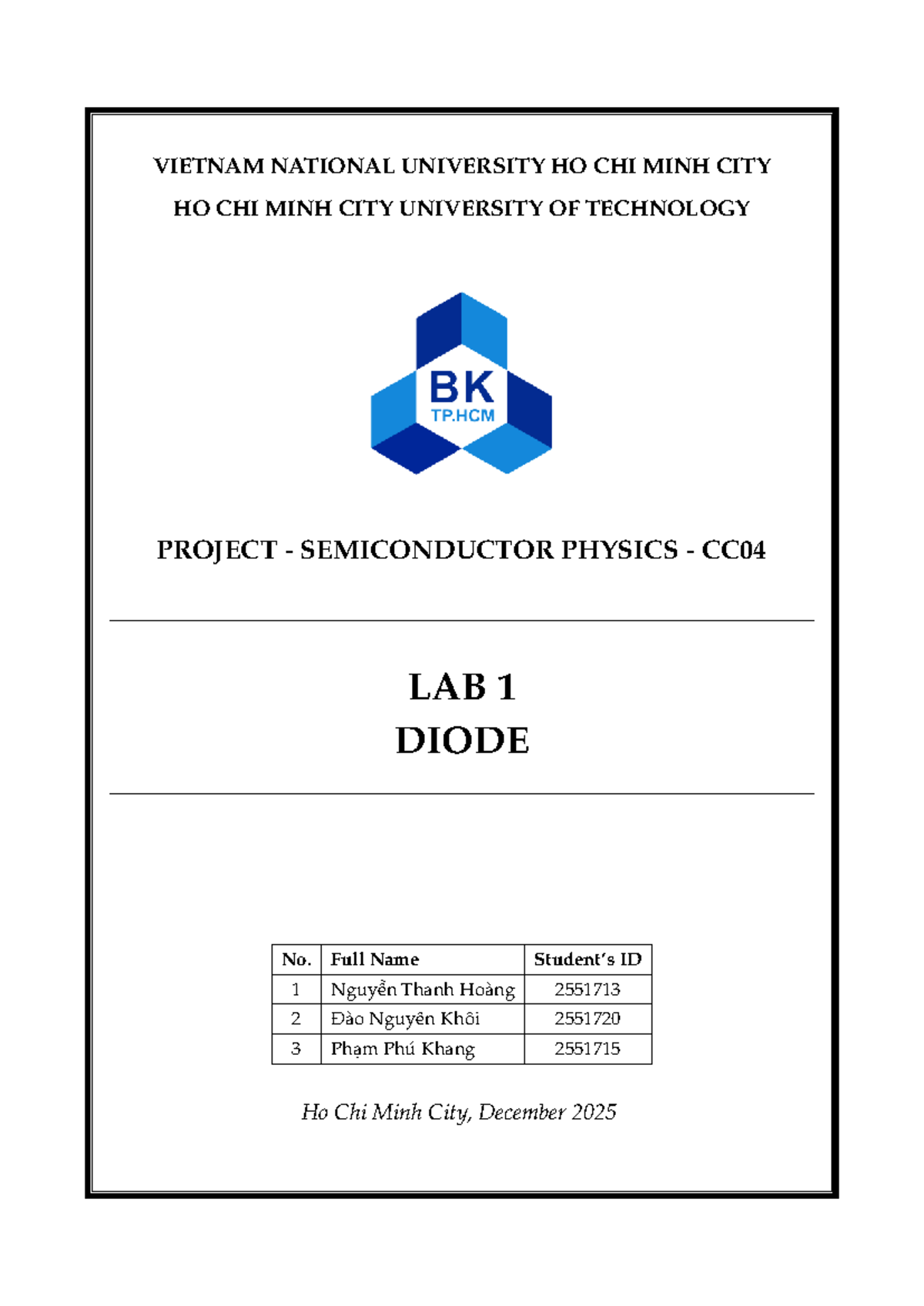 CC04 Lab 1: Diode Experiments in Semiconductor Physics - Studocu