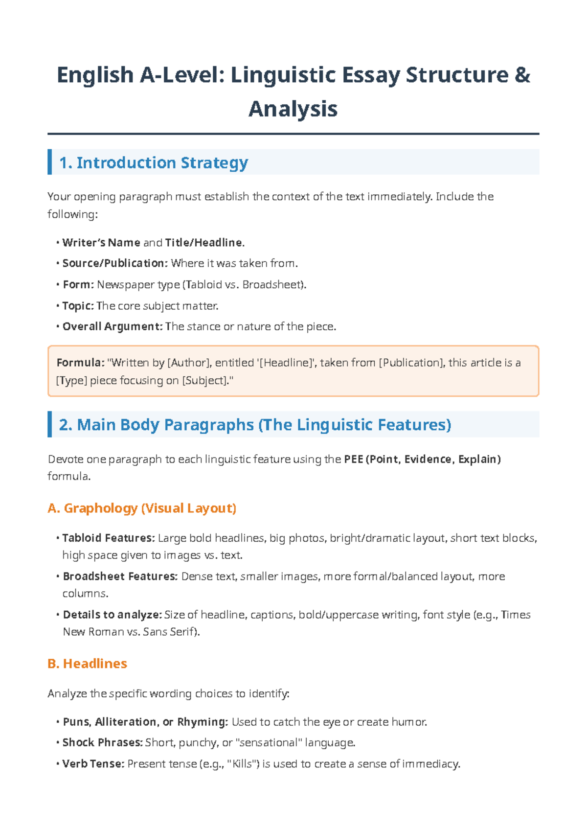 English A Level Linguistics Essay Structure & Analysis - Studocu