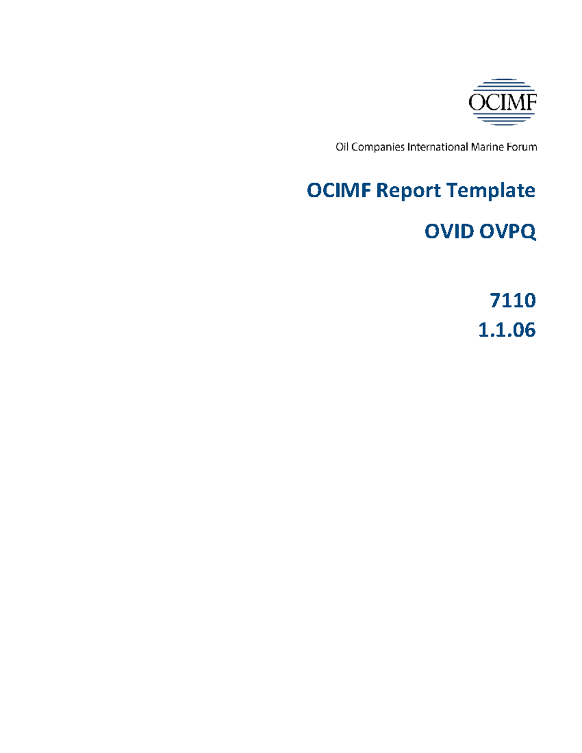 OCIMF OVID OVPQ Report Template - Marine Survey Lecture Notes 7110 v1 ...