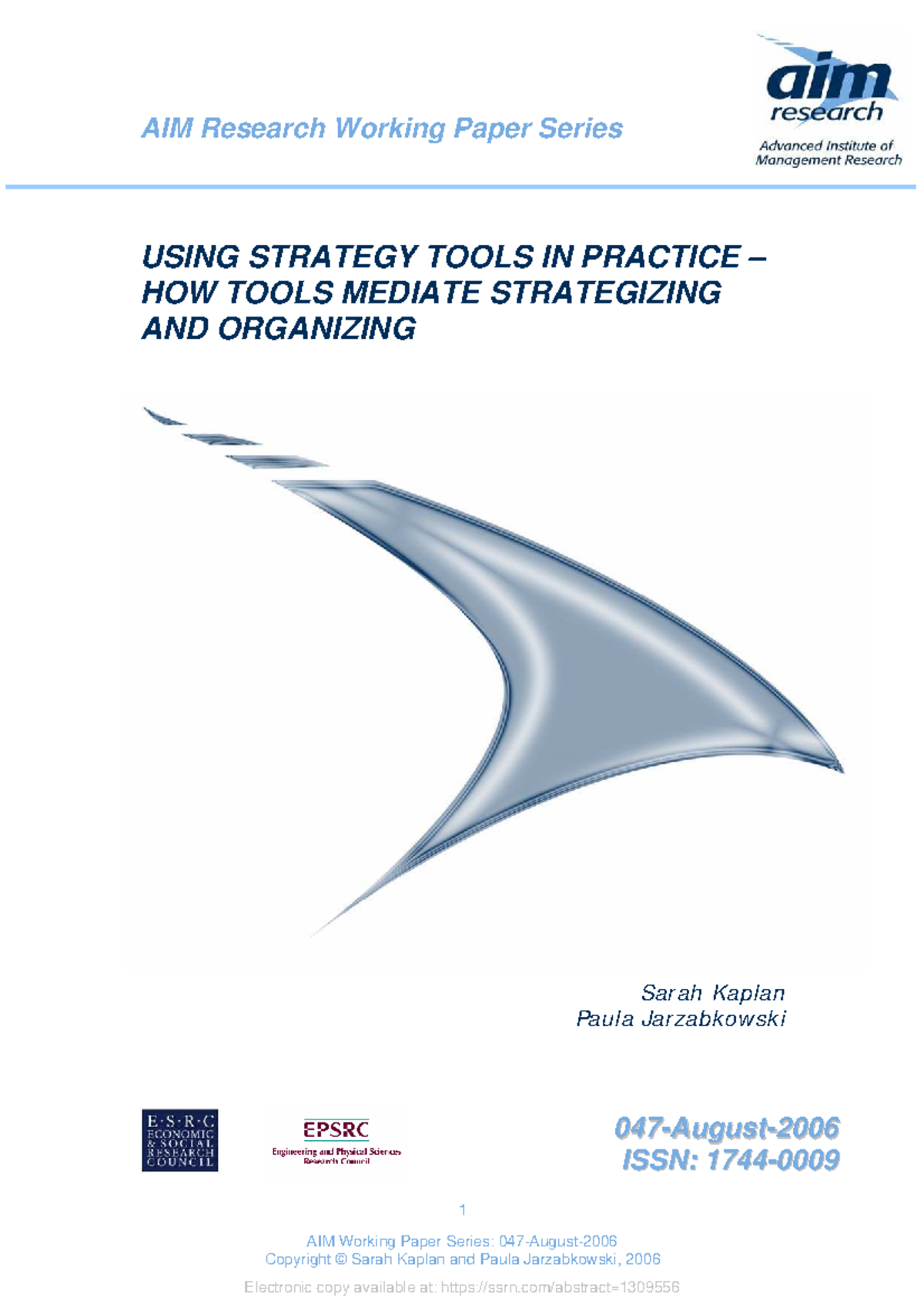 AIM Working Paper Series: Exploring Strategy Tools in Organizational ...