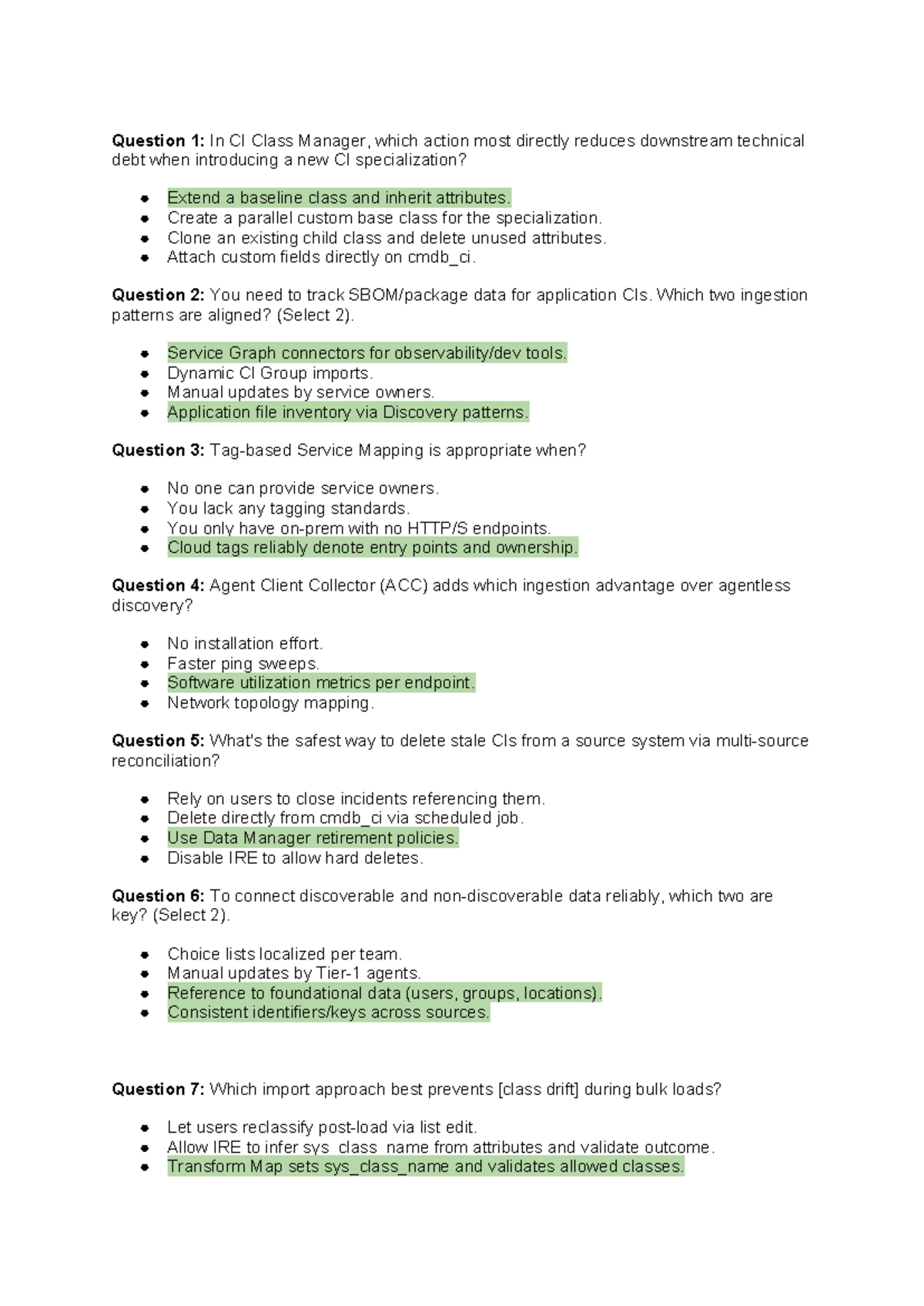CIS DF P2 - Test Questions and Answers for CI Class Management - Studocu