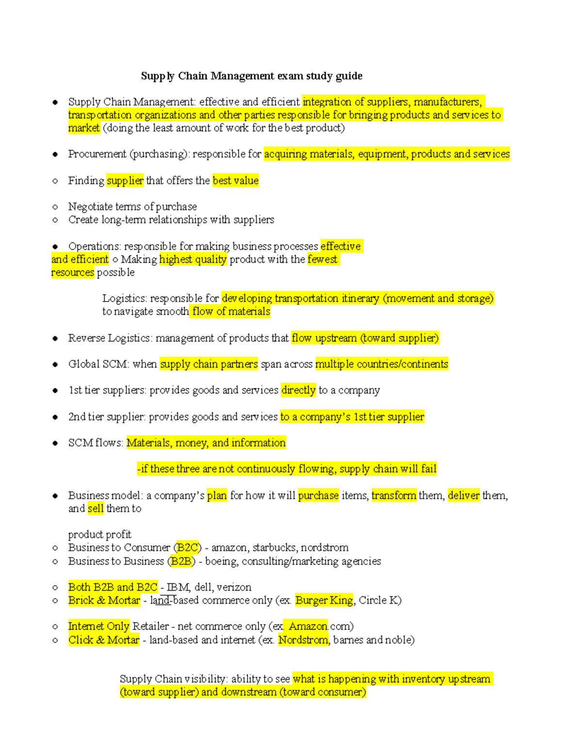 SCM 101: Comprehensive Exam Study Guide for Supply Chain Management ...