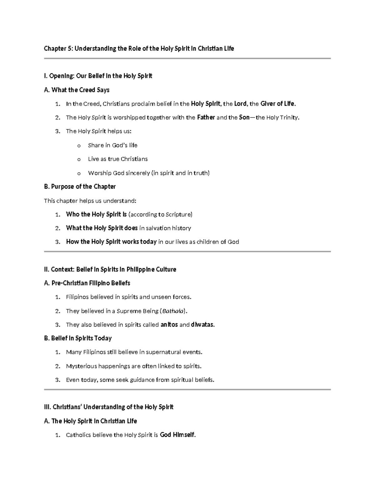 Chapter 5: The Holy Spirit's Role in Christian Life and Beliefs - Studocu