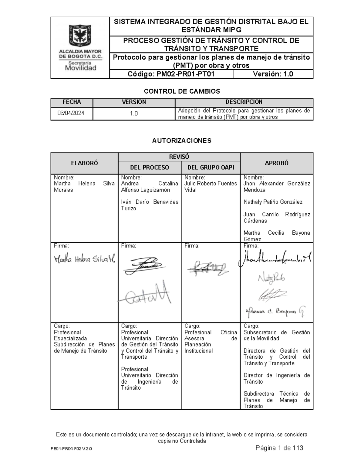 Protocolo PM02-PR01-PT01: Gestión de Tránsito y Transporte en Obras - Document Preview