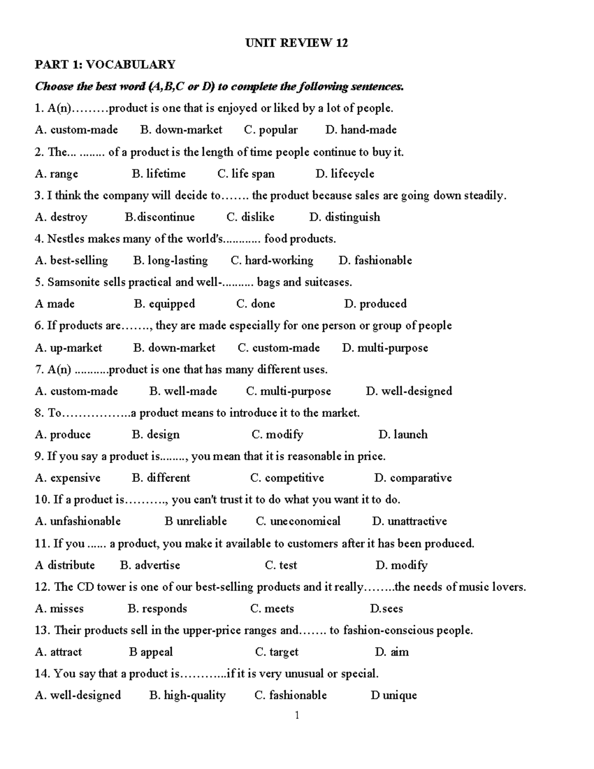 Listening Comprehension and Answer Keys for TOEIC Test