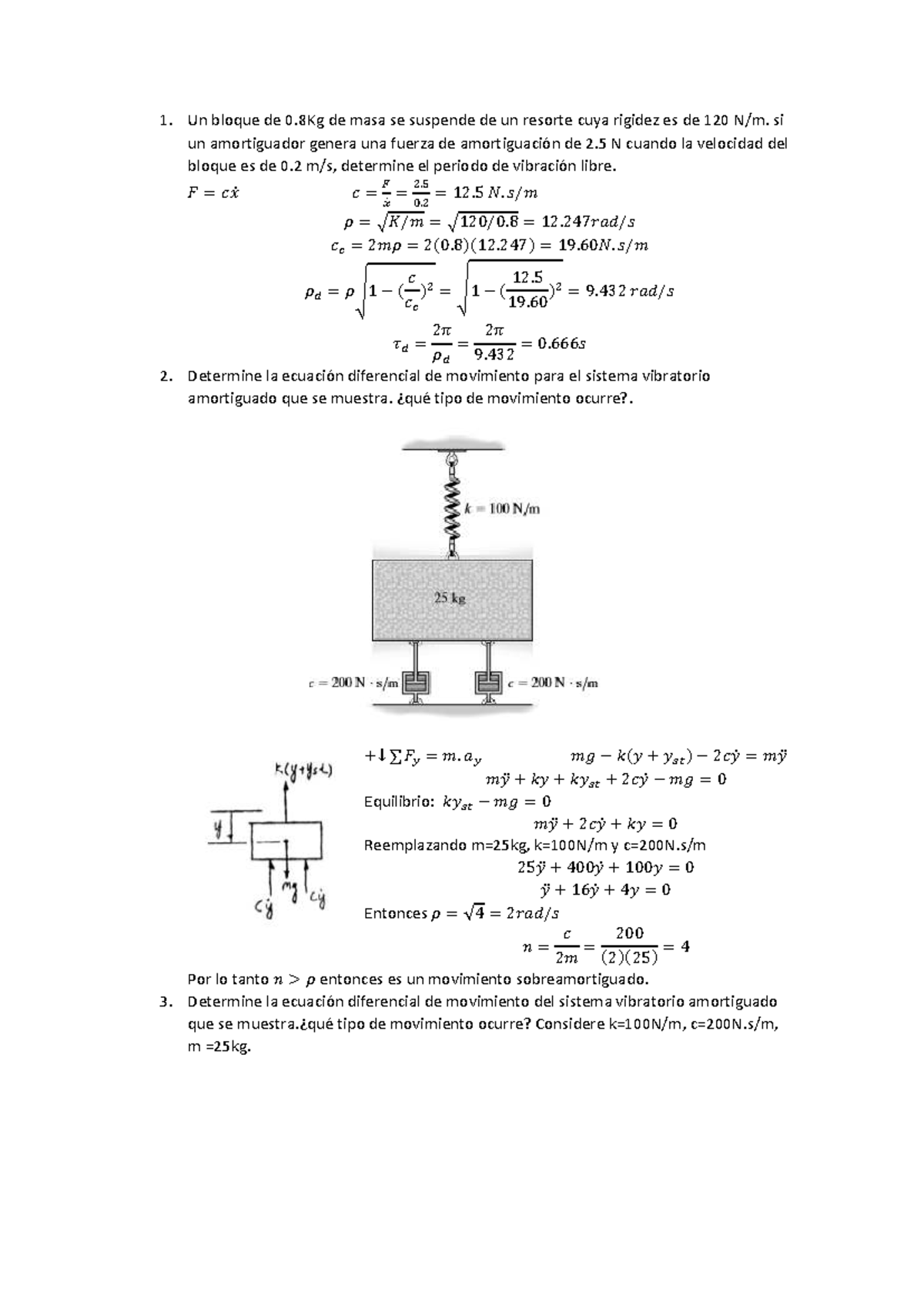381623545 Ejercicios de Vibración Libre y Amortiguada - Document Preview