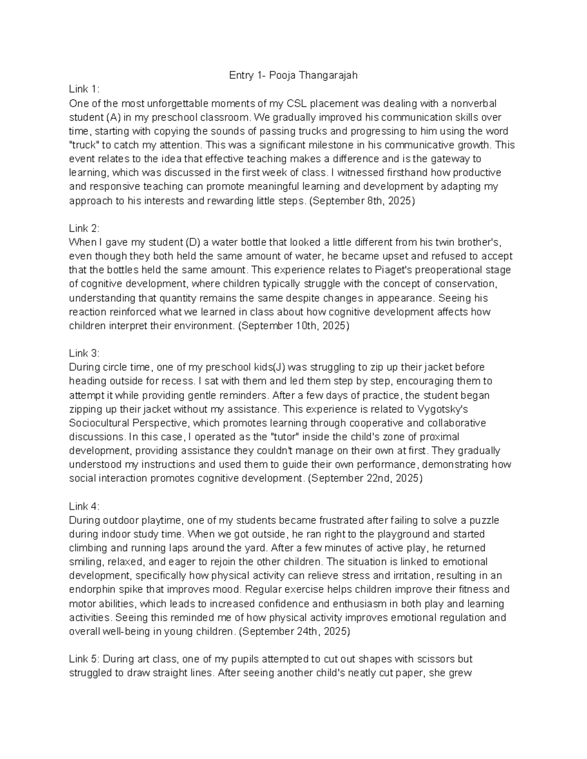 CSL 101: Reflections on Preschool Teaching Experiences and Development ...