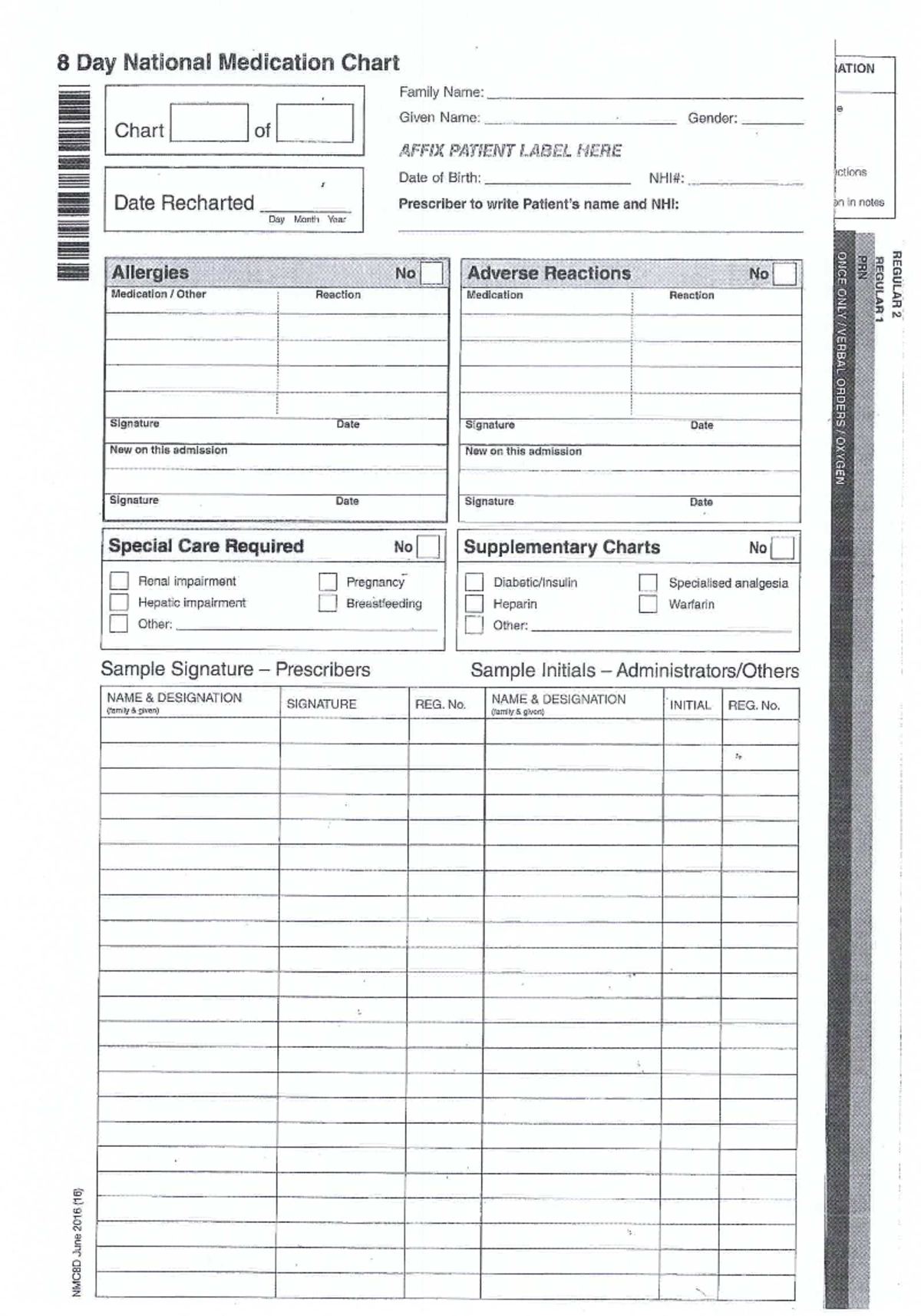 8 Day National Medication Chart for DN's - June 2016 - Studocu